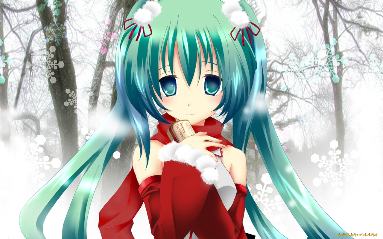 vocaloid, аниме, merry, chrismas, winter