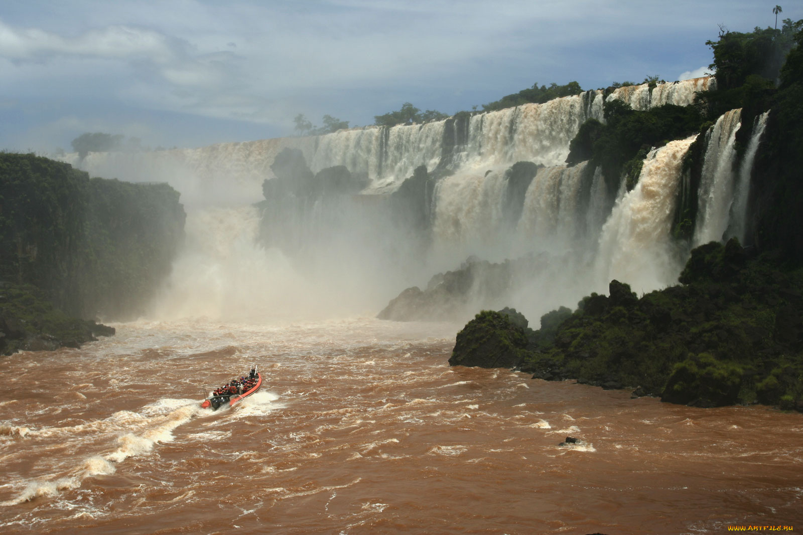 iguazu, falls, природа, водопады, лодка, река