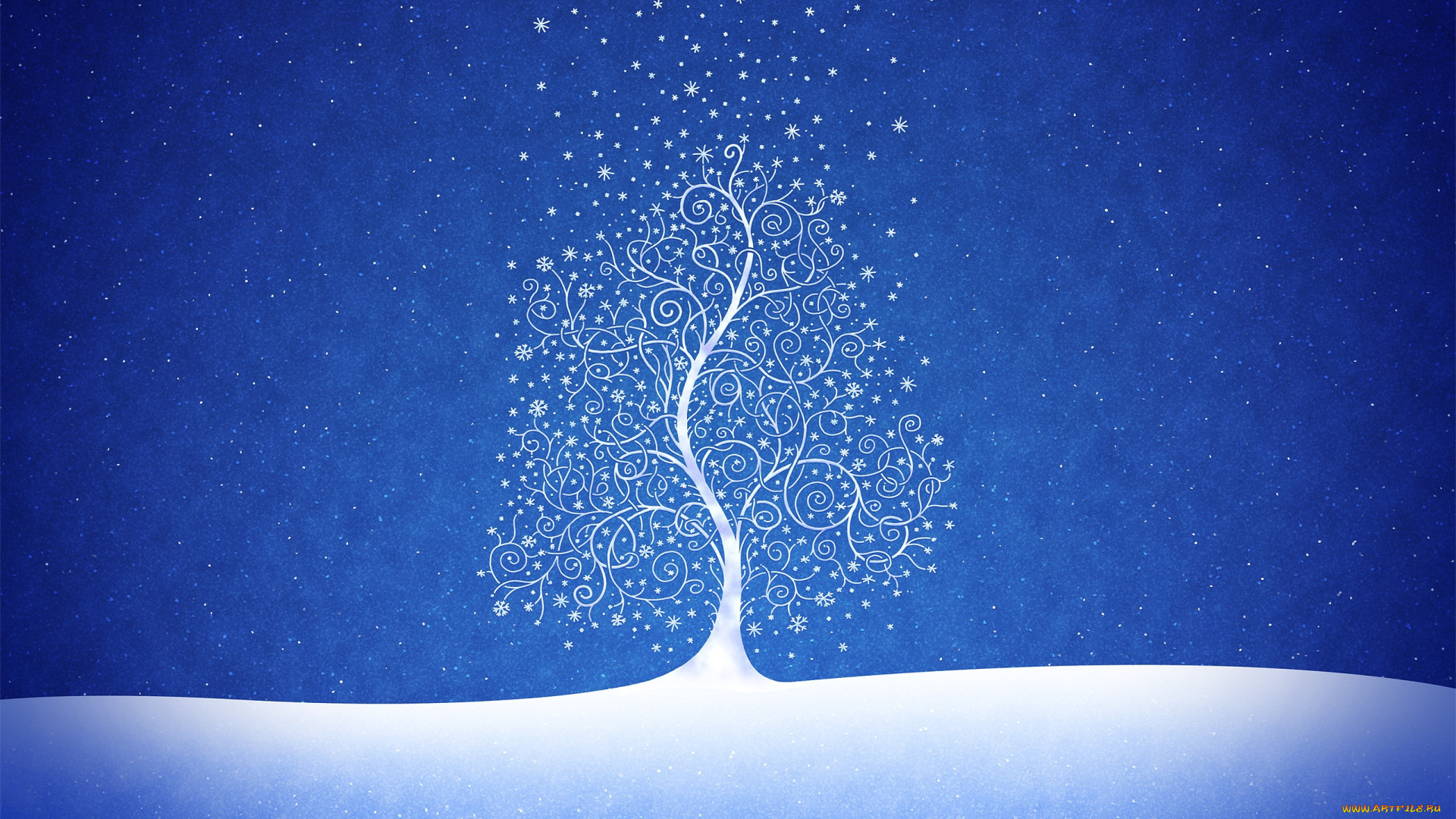 new, year, tree, рисованные, vladstudio, елка, снежинки, снег