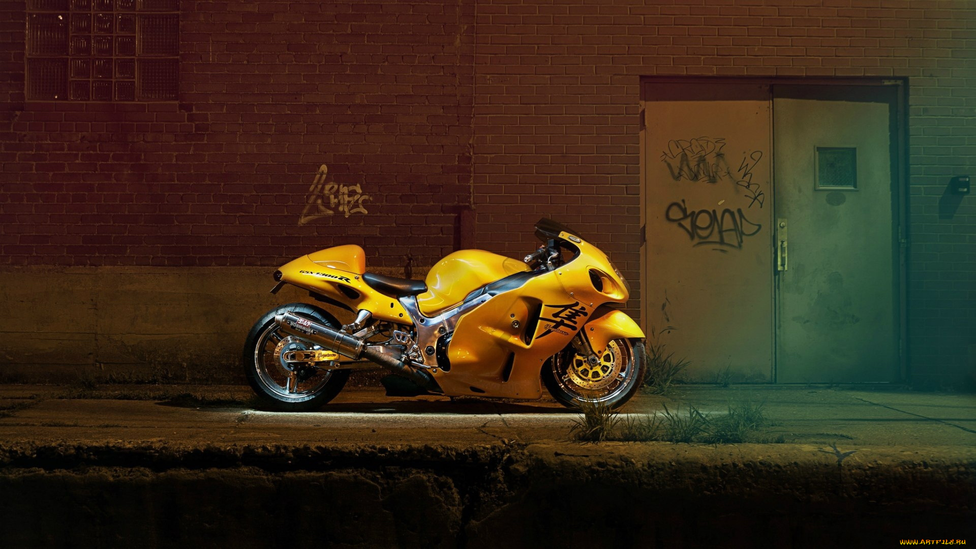 мотоциклы, suzuki, yellow, bike, hayabusa