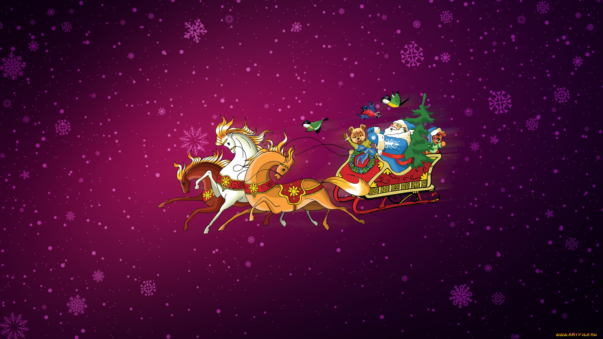 праздничные, векторная, графика, , новый, год, лошади, новый, год, фон, рождество, снежинки