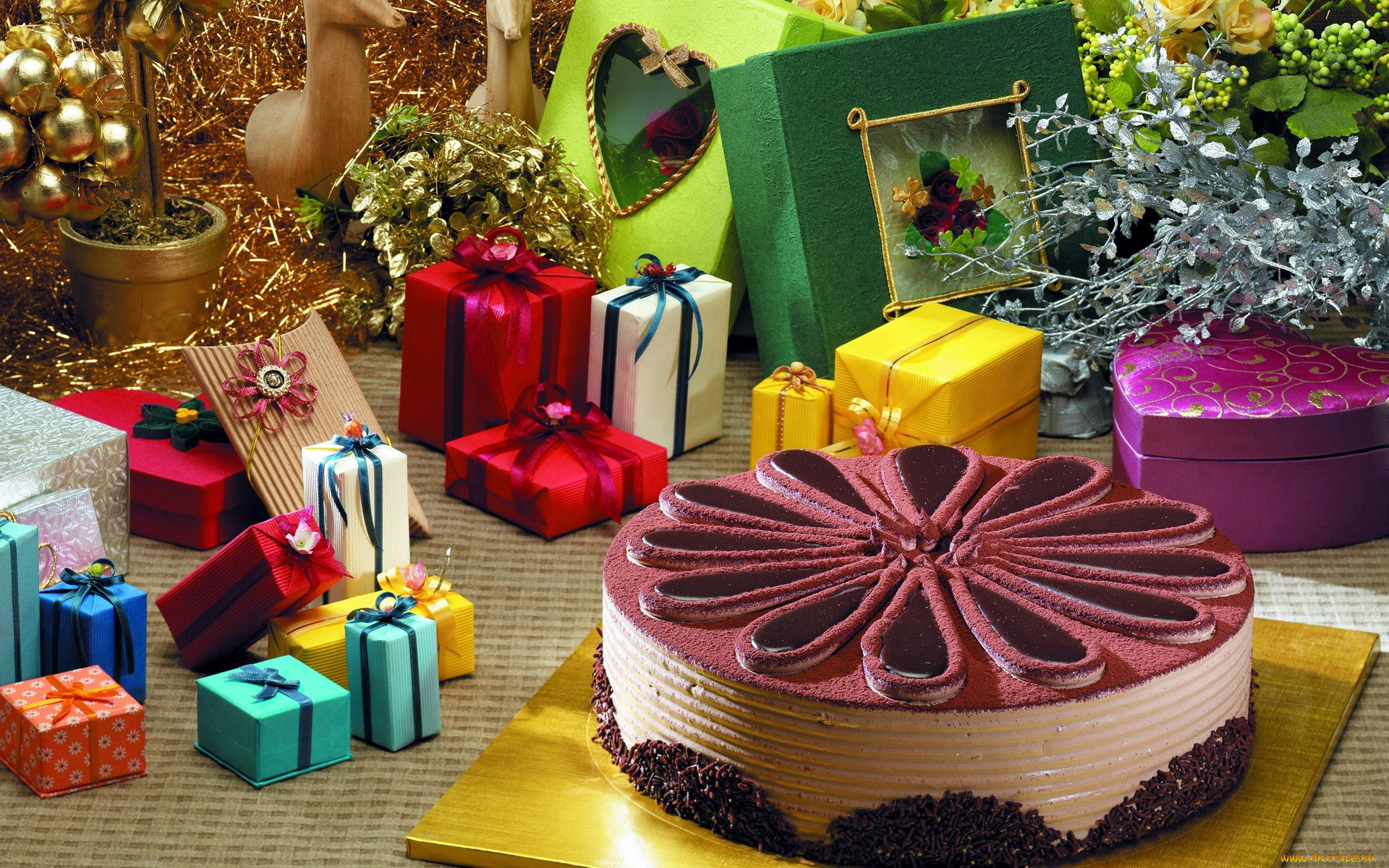 праздничные, -, разное, , новый, год, шарики, подарки, торт