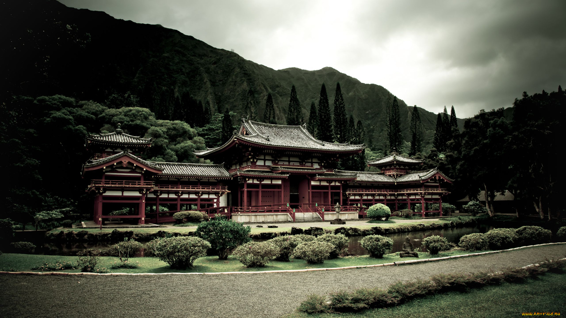 byodo, in, temple, kaneohe, hawaii, города, буддистские, другие, храмы