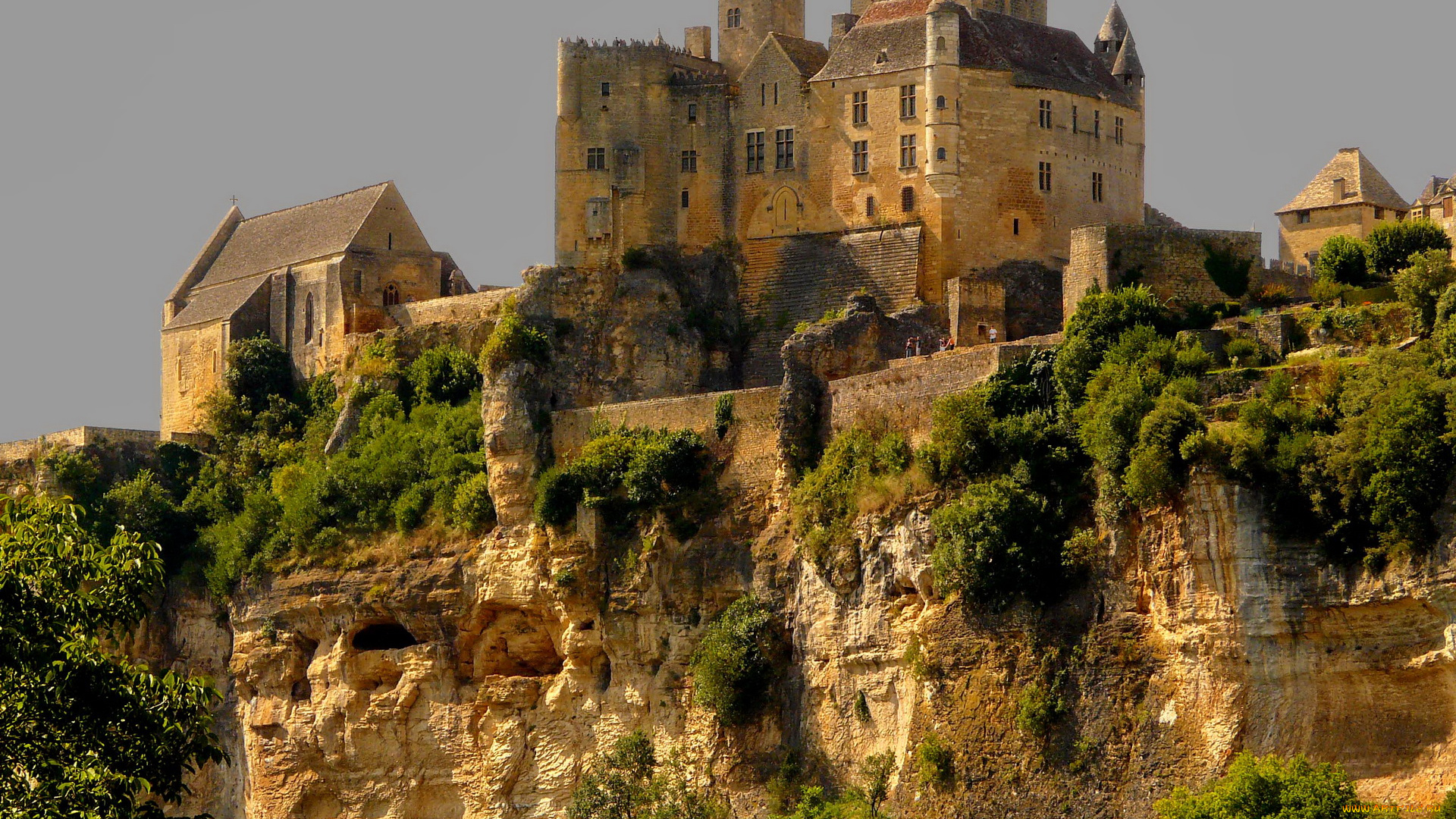 france, castle, beynac, города, дворцы, замки, крепости, замок, скала