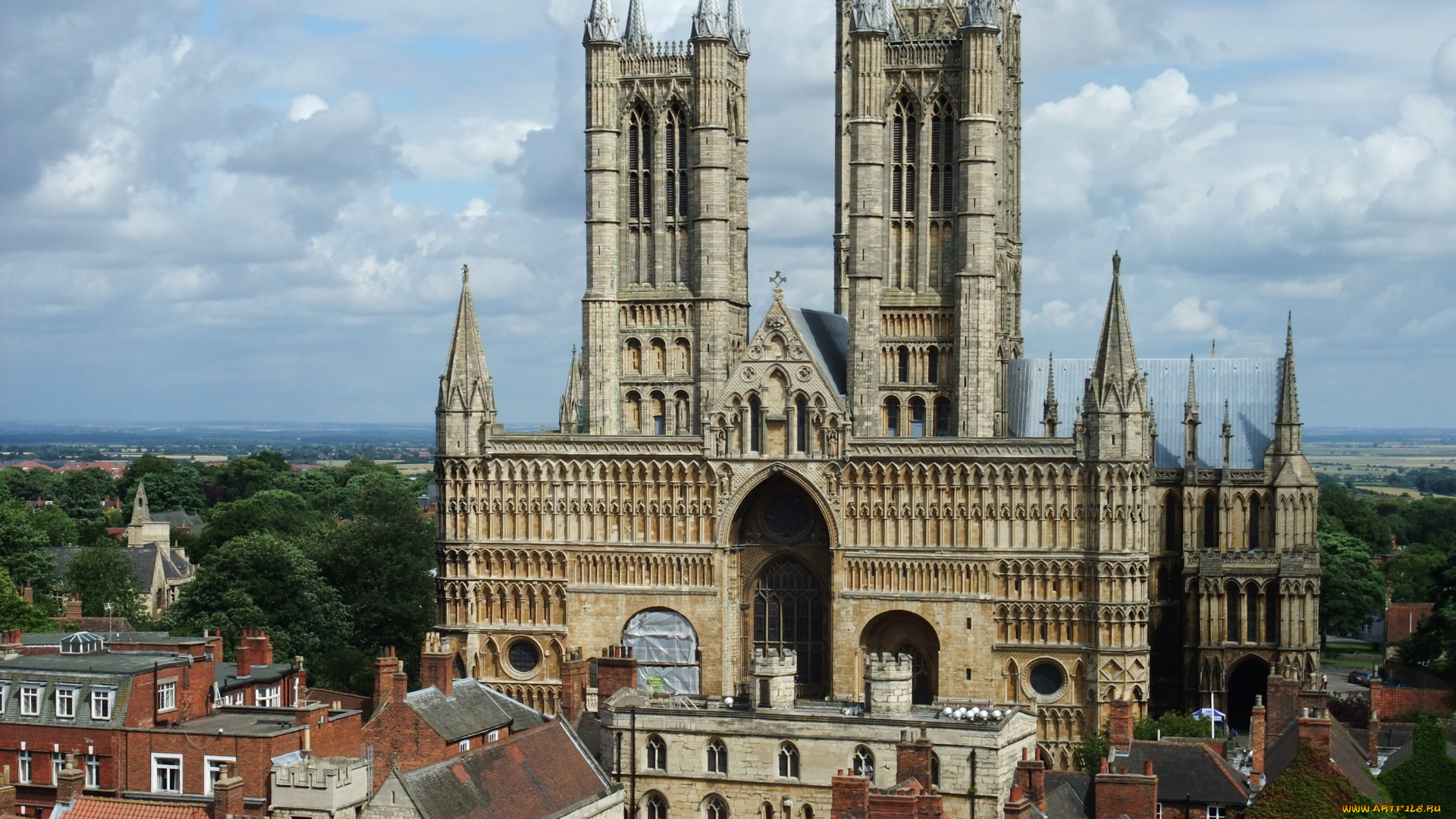 main, front, of, lincoln, cathedral, города, католические, соборы, костелы, аббатства