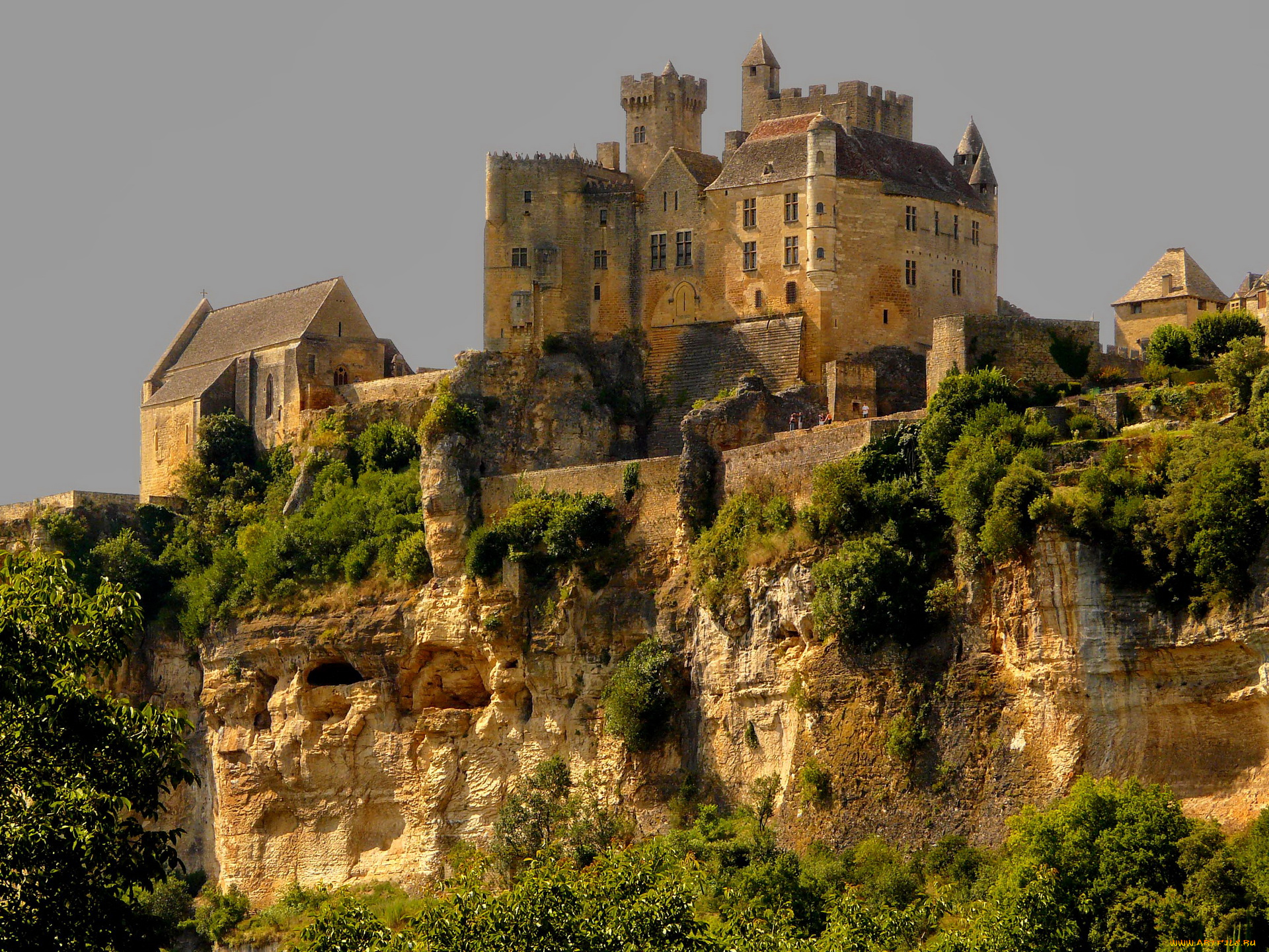 france, castle, beynac, города, дворцы, замки, крепости, замок, скала