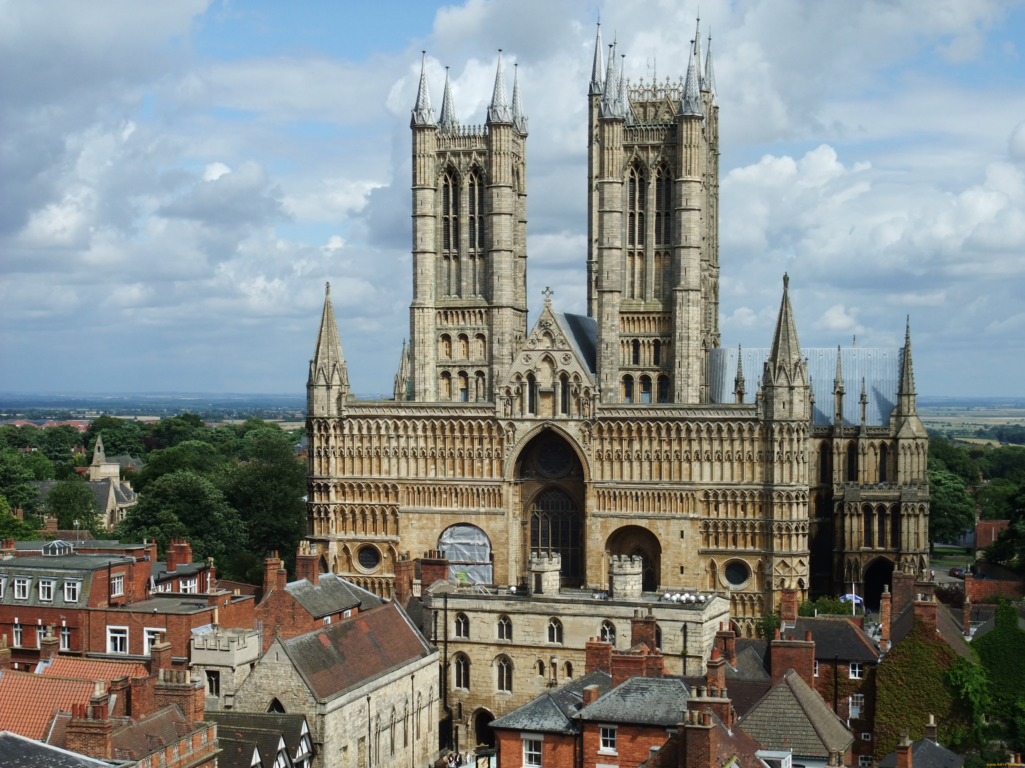 main, front, of, lincoln, cathedral, города, католические, соборы, костелы, аббатства