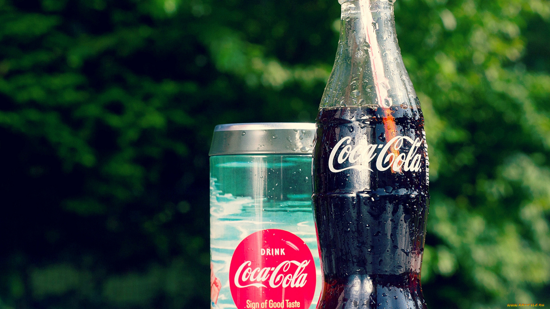 coca-cola, бренды, напиток, бутылка, соломинка, банка