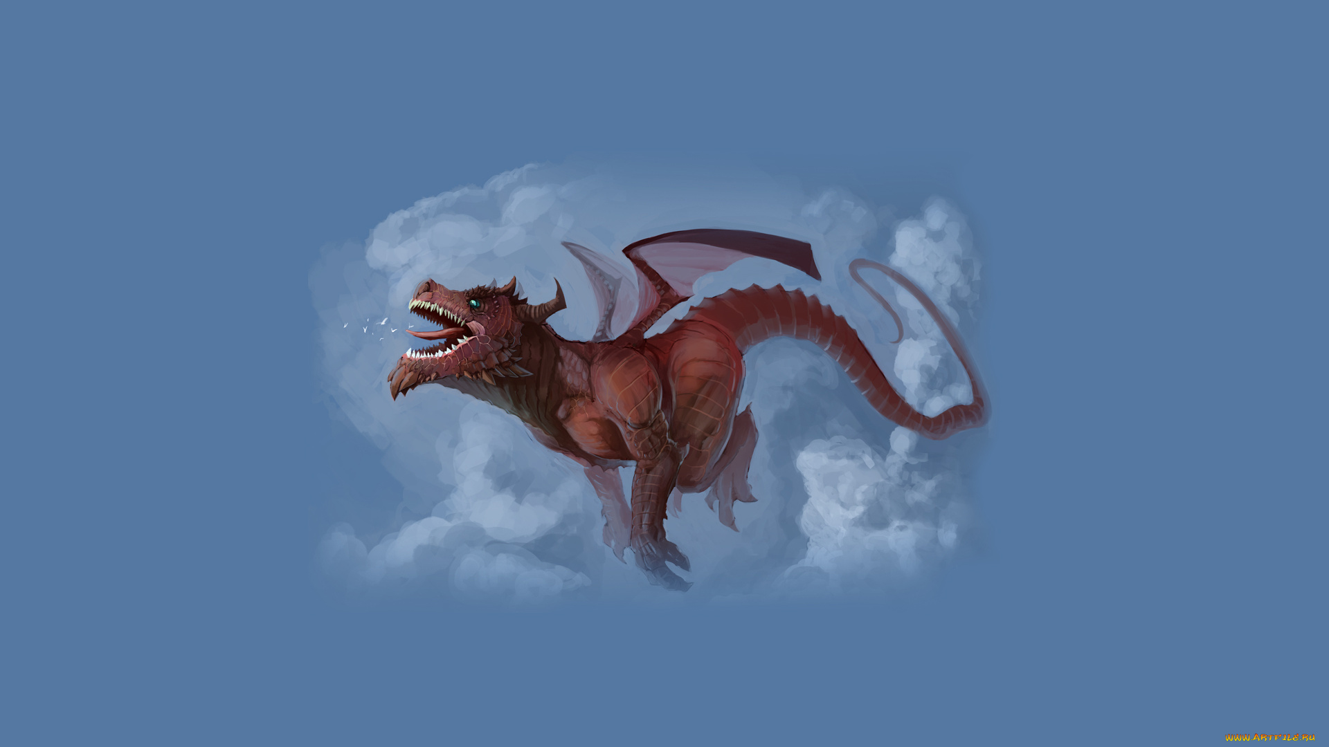 дракон, в, облаках, рисованные, животные, , сказочные, , мифические, dragon, облака, дракон