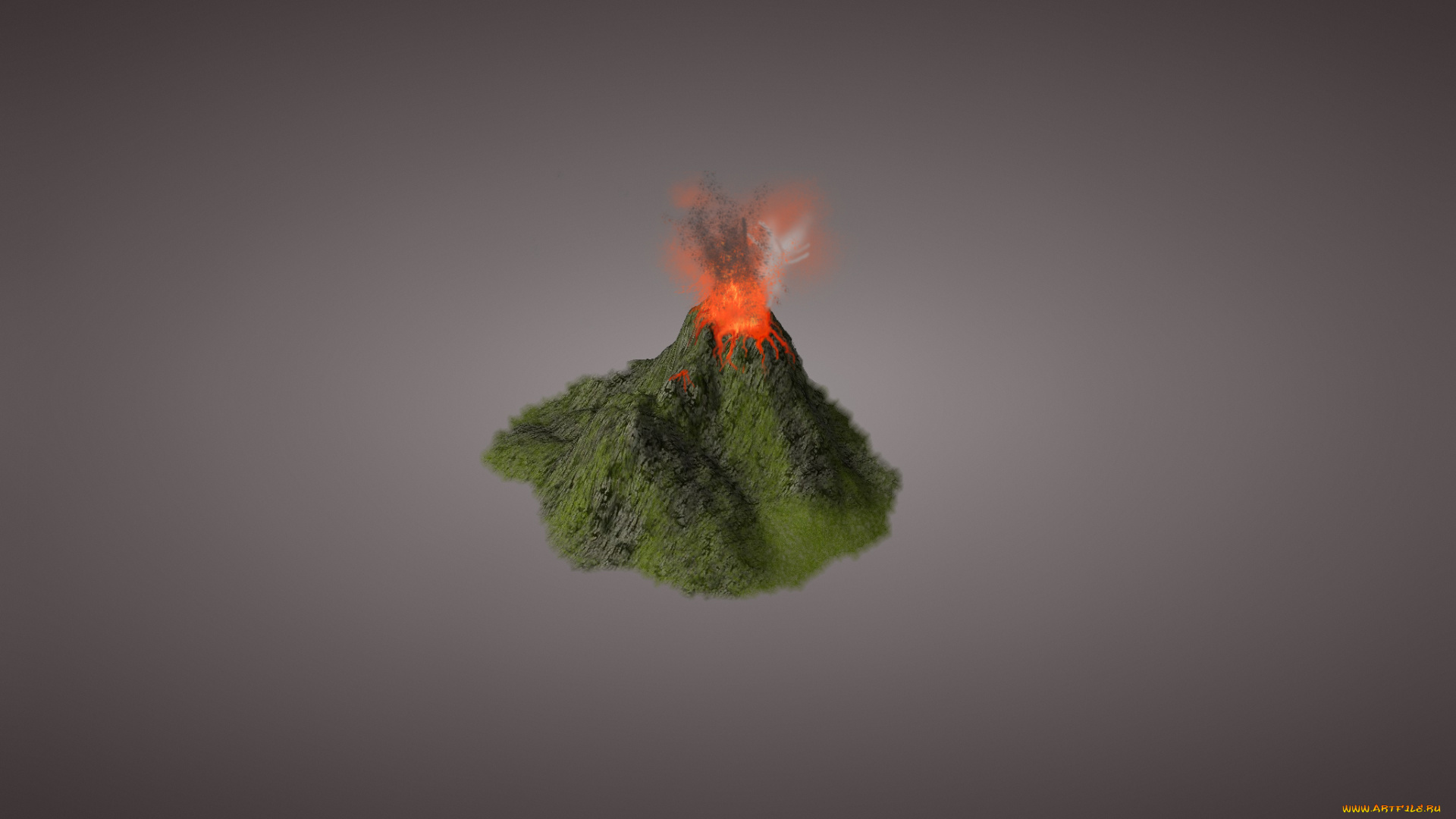 вулкан, рисованные, минимализм, извержение, лава, гора