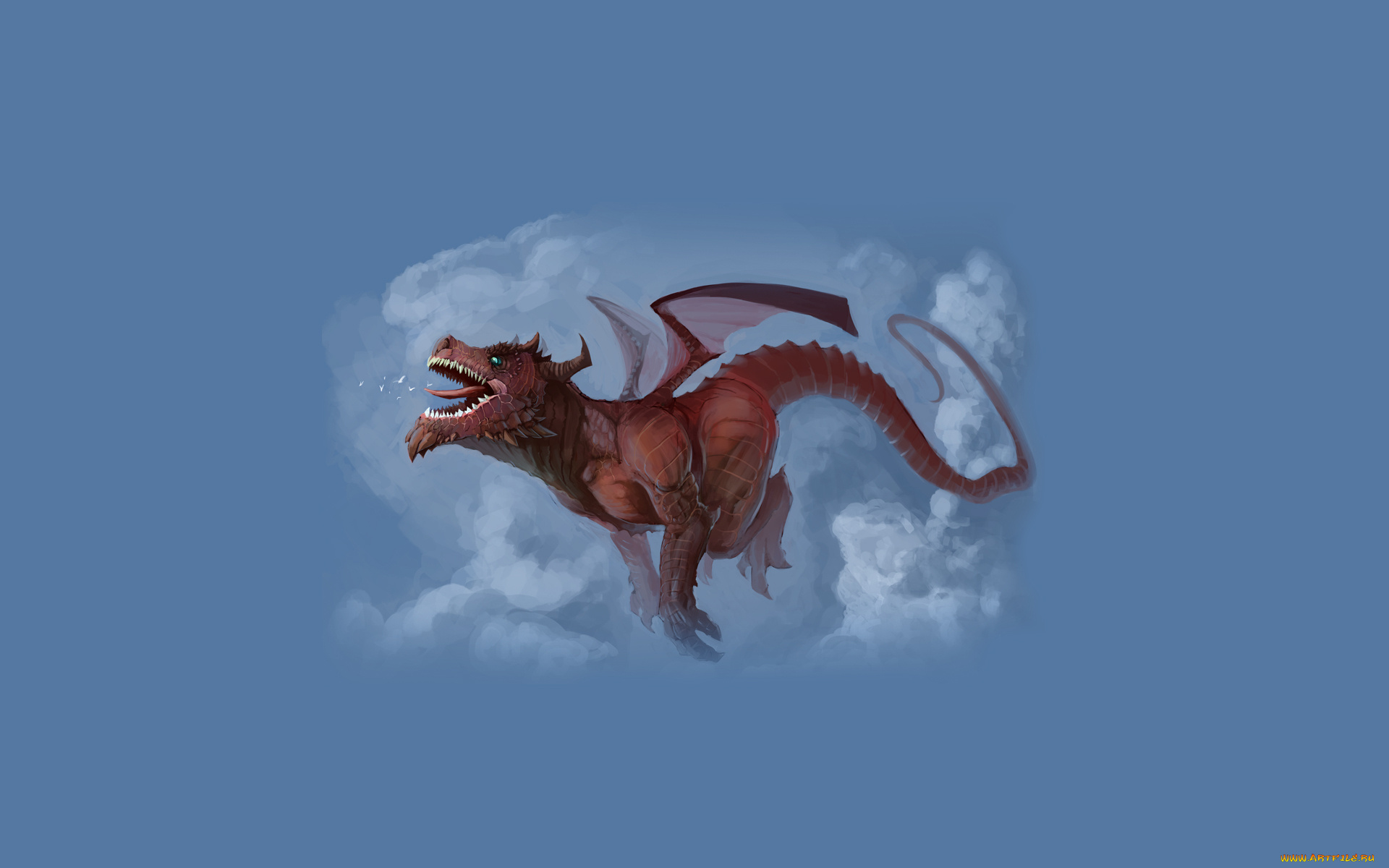 дракон, в, облаках, рисованные, животные, , сказочные, , мифические, dragon, облака, дракон