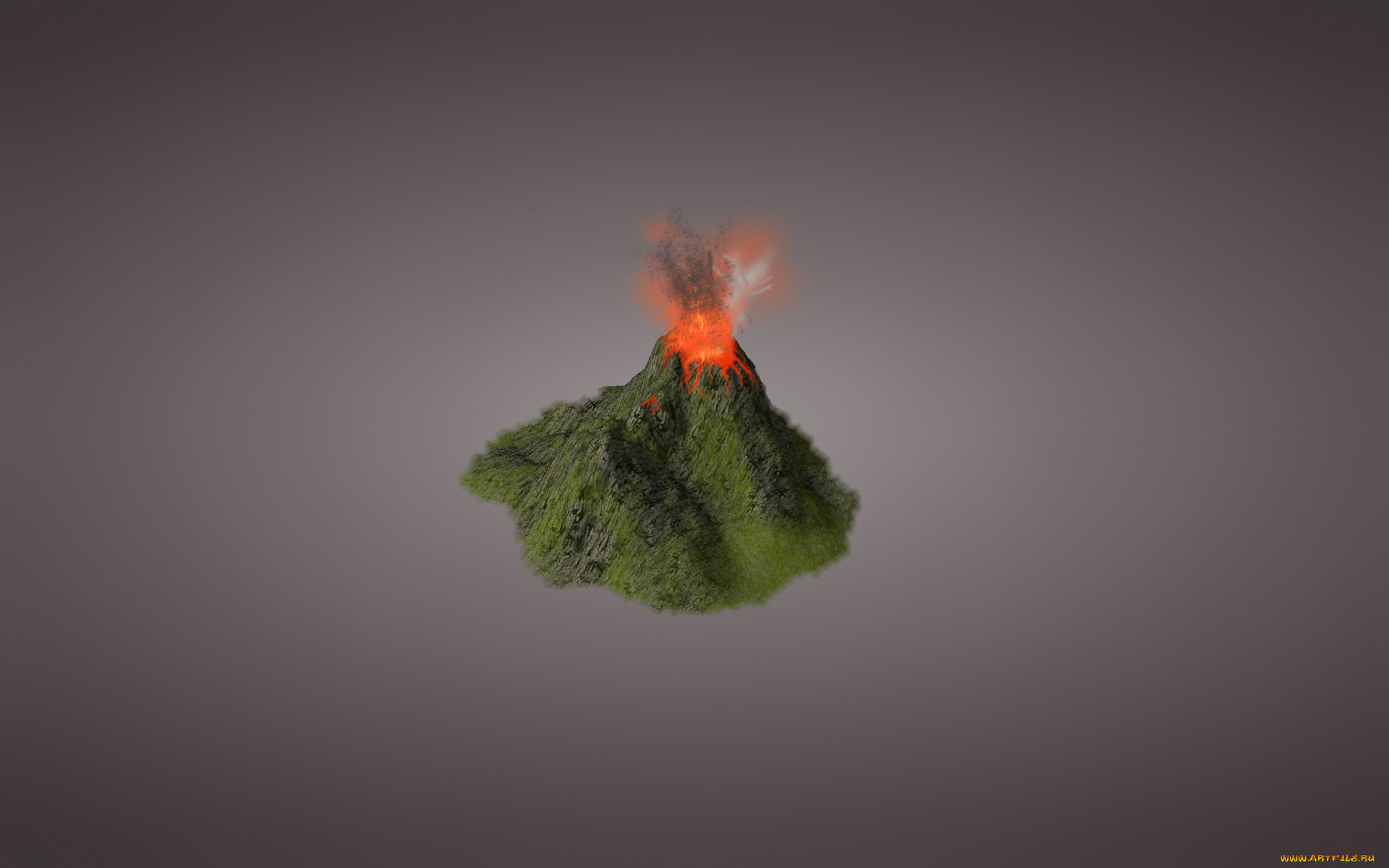 вулкан, рисованные, минимализм, извержение, лава, гора