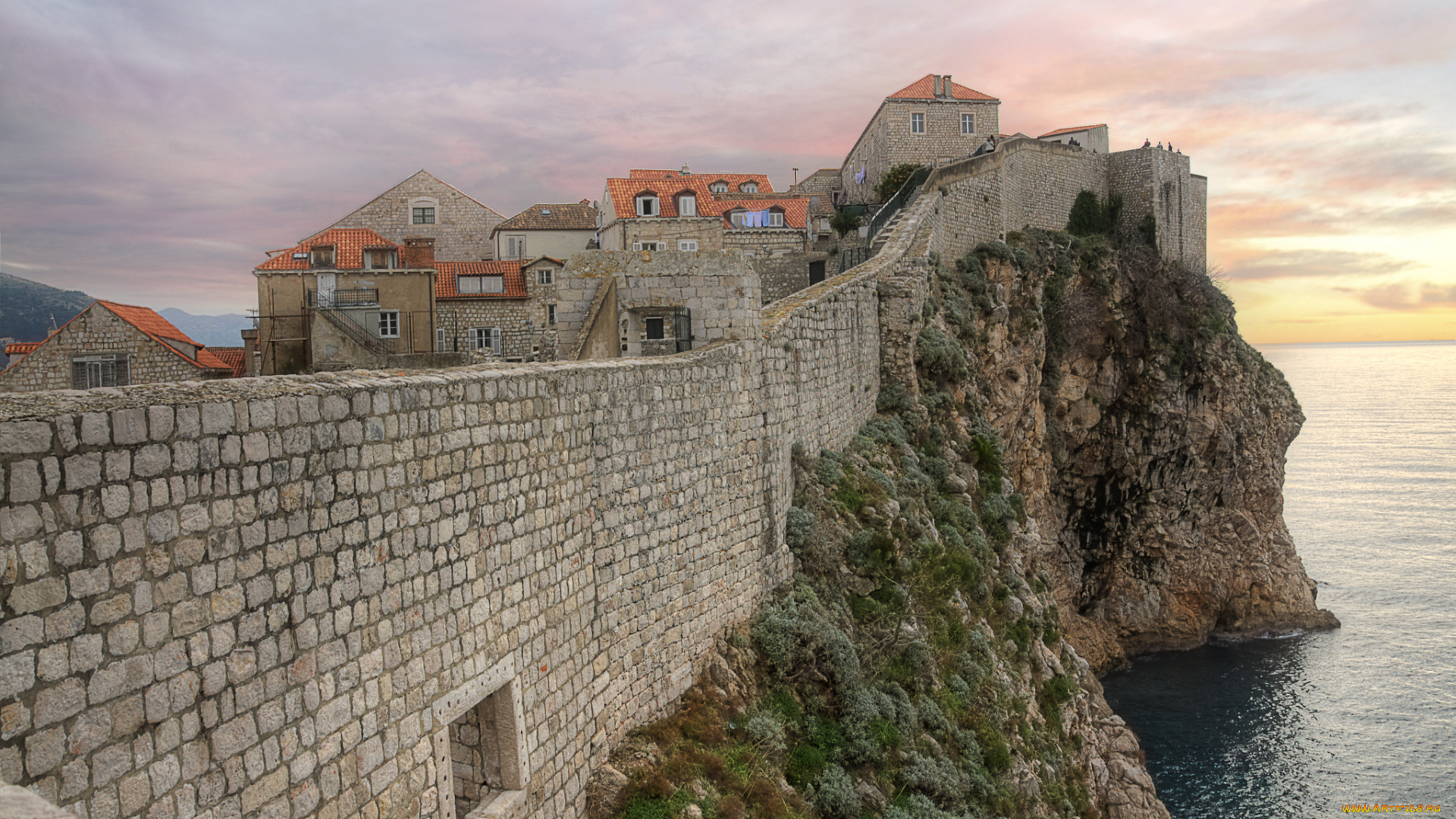 dubrovnik, города, дубровник, , хорватия, здания, стена, крепость, море