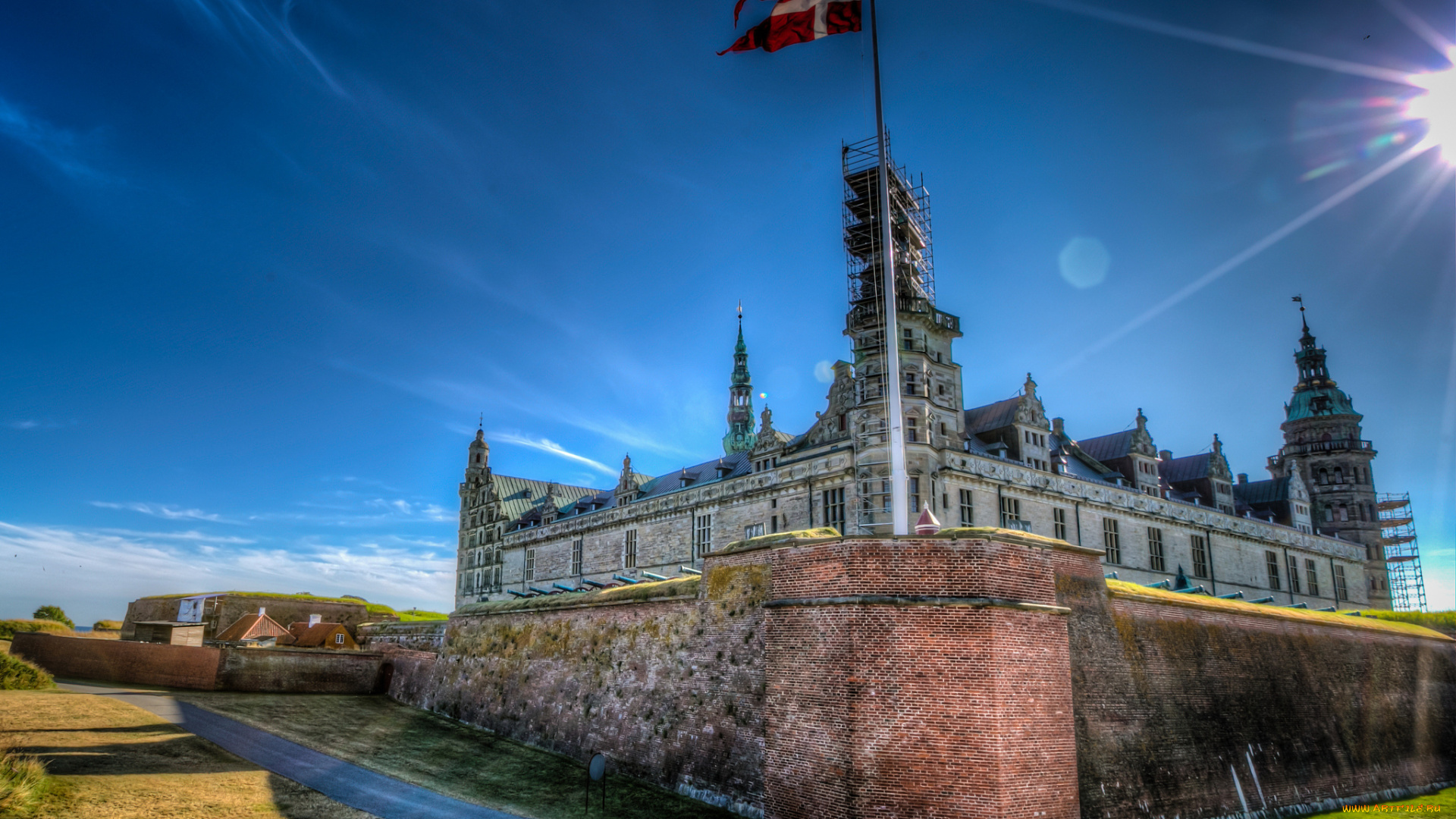 kronborg, , elsingnor, , denmark, города, замки, дании, флагшток, замок, форт