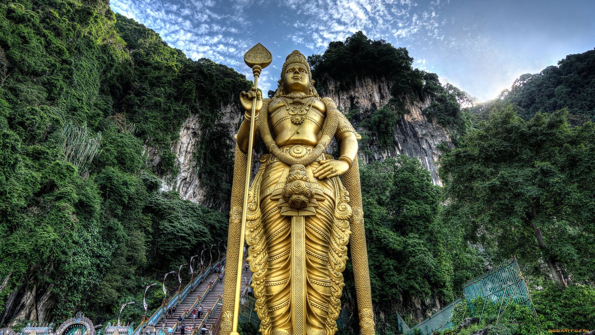 lord, murugan, batu, caves, города, -, исторические, , архитектурные, памятники, религия, статуя, лестница, гора