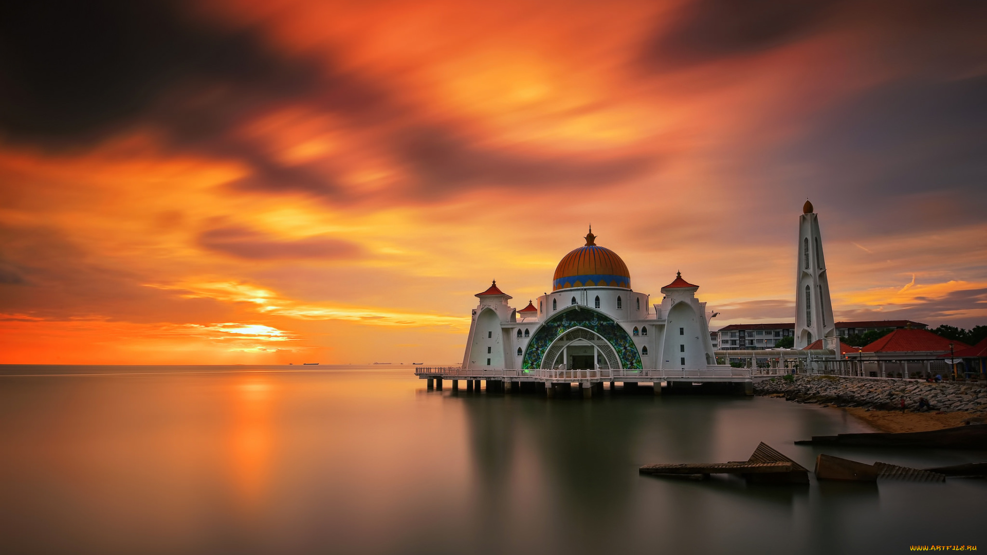 malacca, straits, mosque, города, -, мечети, , медресе, мечеть, зарево, вода