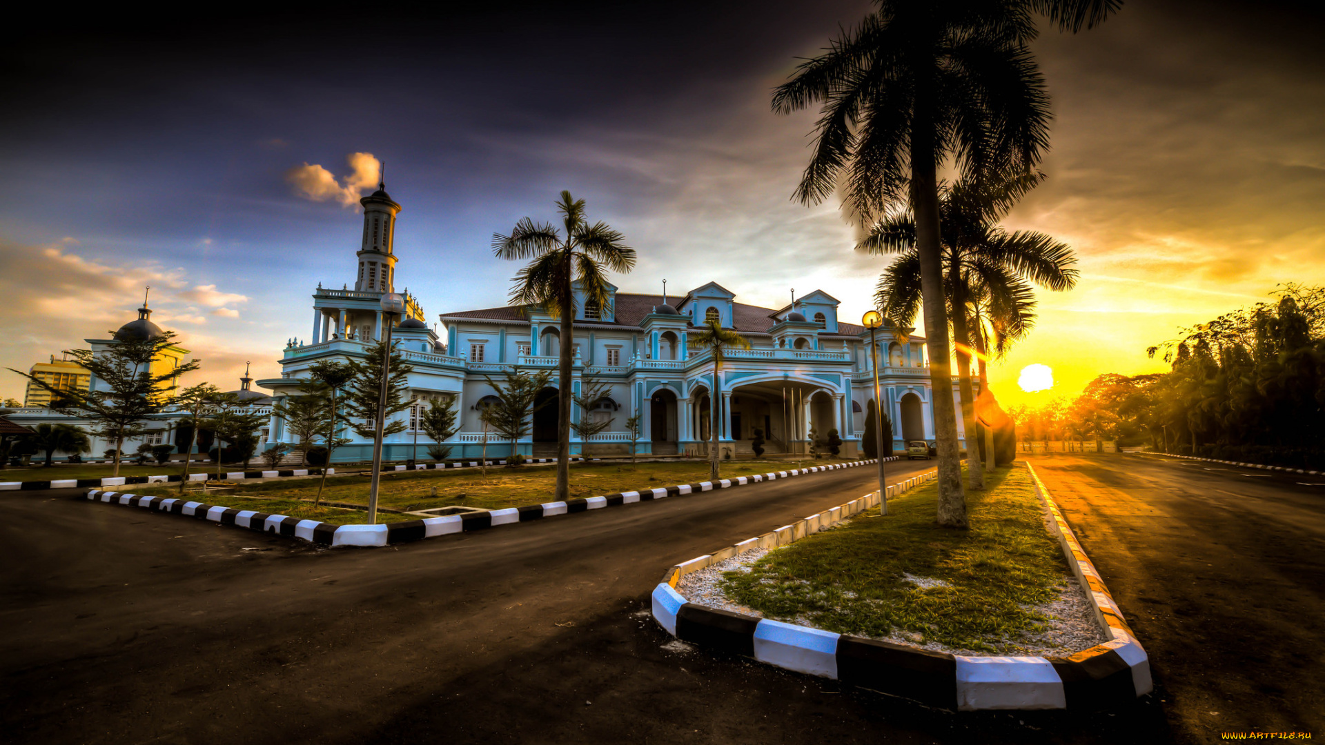 mosque, muar, johor, города, -, мечети, , медресе, мечеть, закат