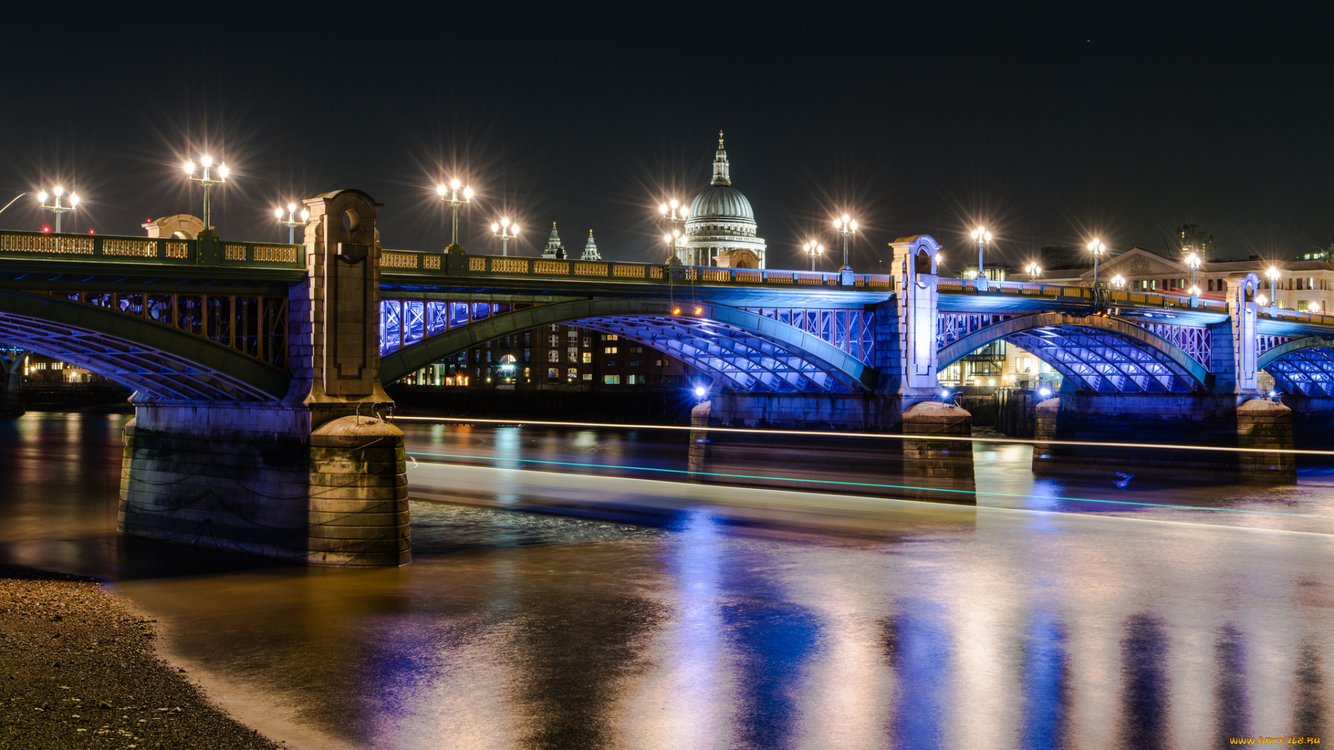 southwark, bridge, города, лондон, , великобритания, мост, река, ночь