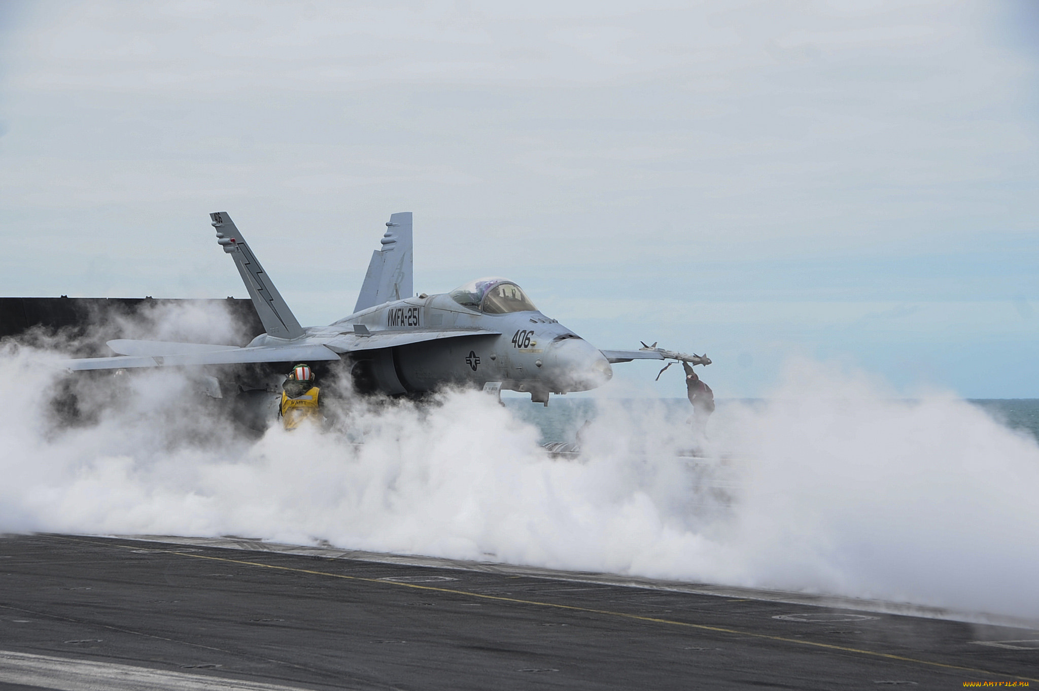 авиация, боевые, самолёты, многоцелевой, fa-18c, hornet, палуба, взлёт, истребитель