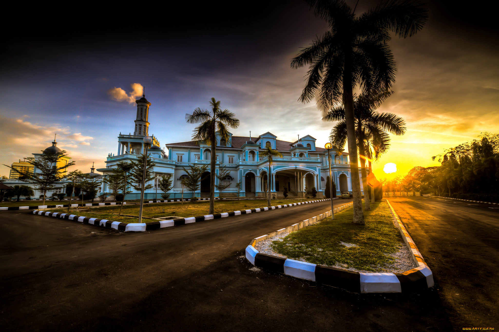 mosque, muar, johor, города, -, мечети, , медресе, мечеть, закат