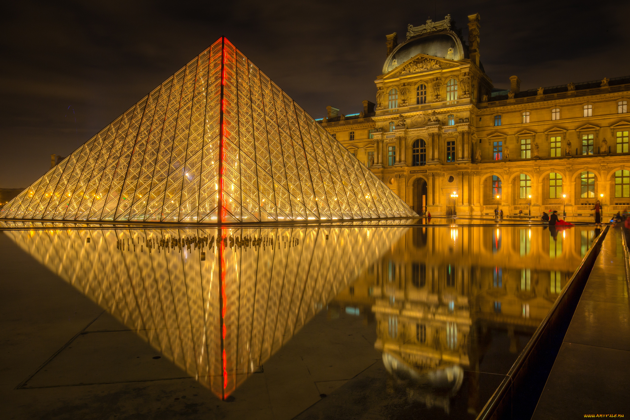 louvre, города, париж, , франция, дворец, пирамида, площадь