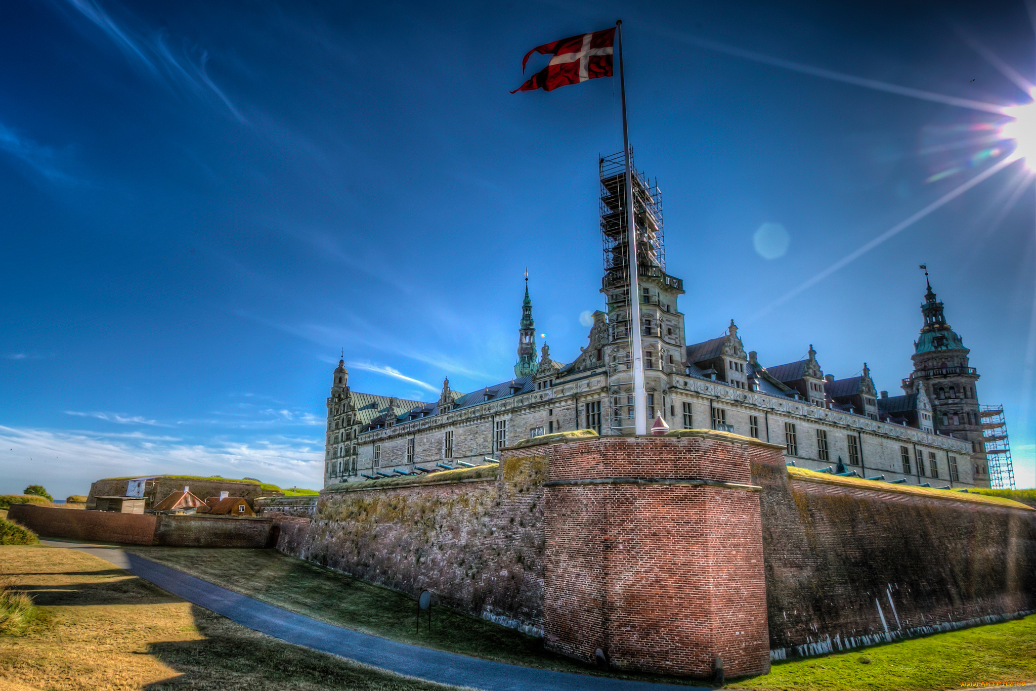 kronborg, , elsingnor, , denmark, города, замки, дании, флагшток, замок, форт