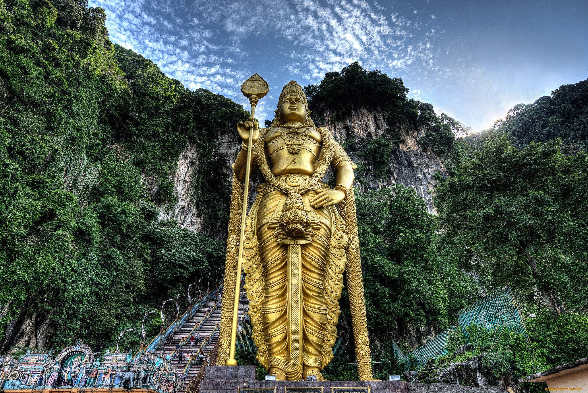lord, murugan, batu, caves, города, -, исторические, , архитектурные, памятники, религия, статуя, лестница, гора