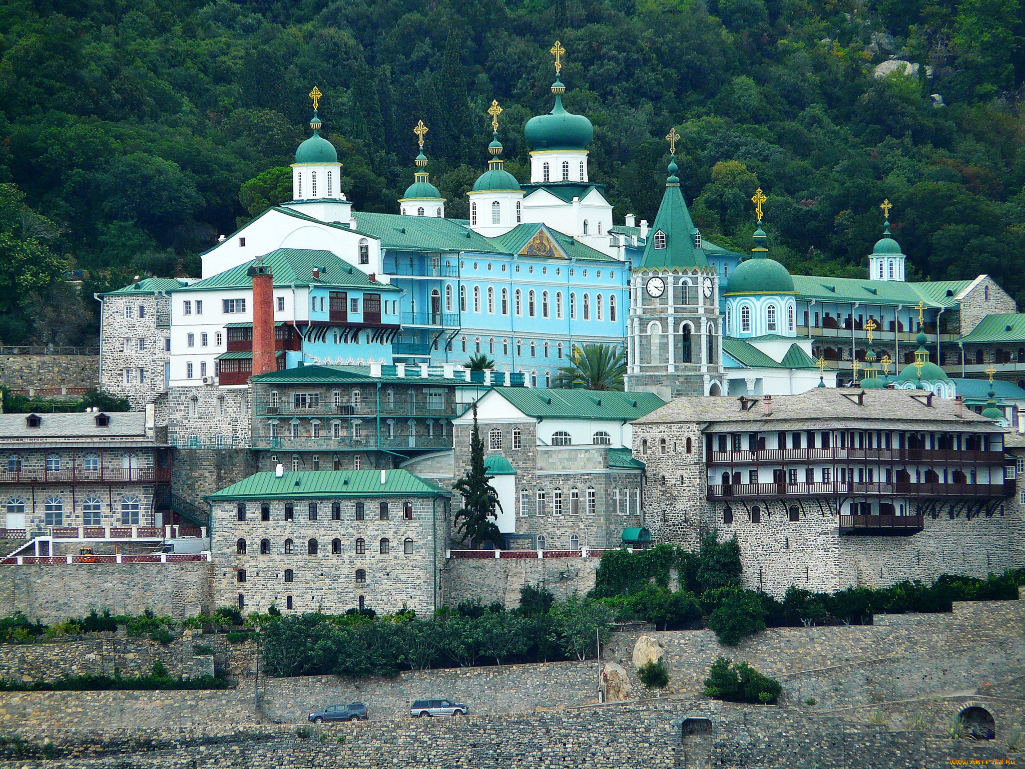 афон, , монастырь, святого, пантелеймона, города, -, православные, церкви, , монастыри, ландшафт, греция, монастырь, афон