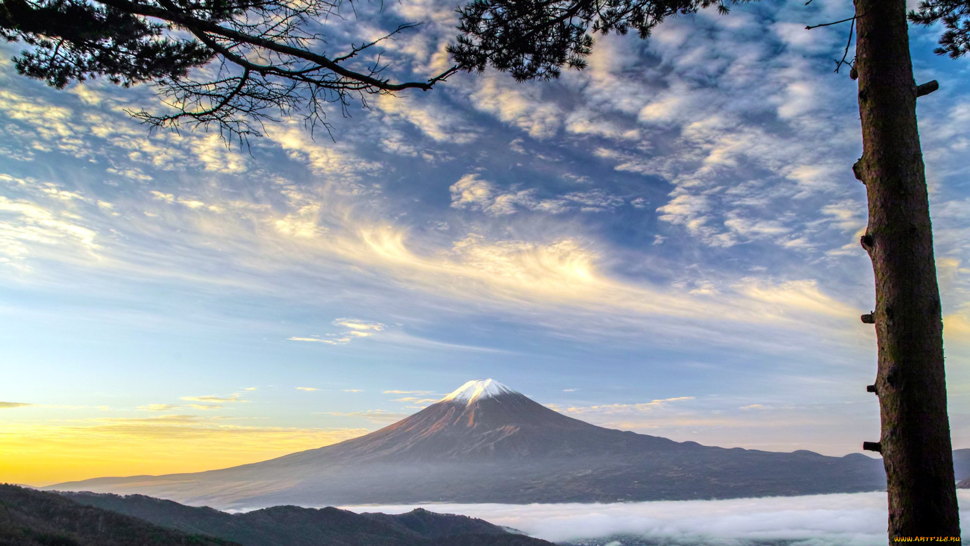 fuji, природа, горы, облака