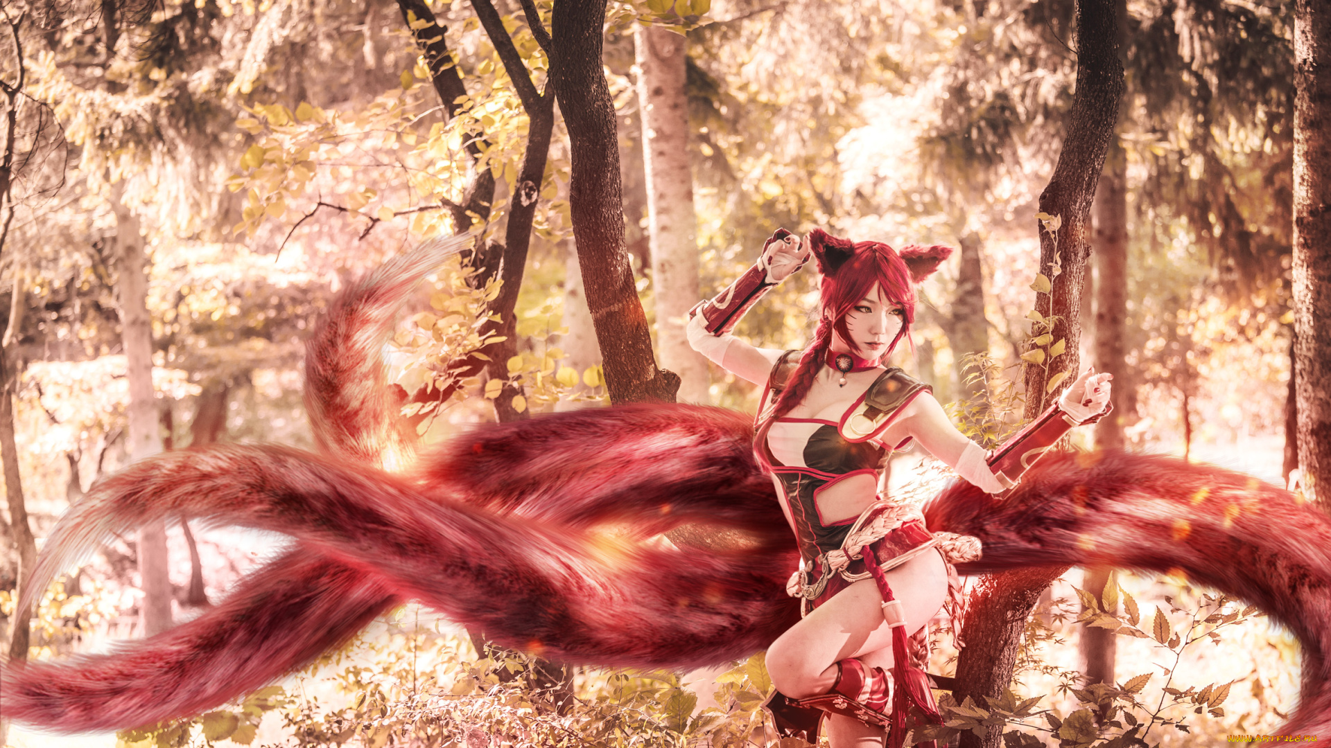 разное, cosplay, , косплей, девушка, азиатка, лиса, fox, fire, ahri, league, of, legends, pion, asian, girl, cosplay