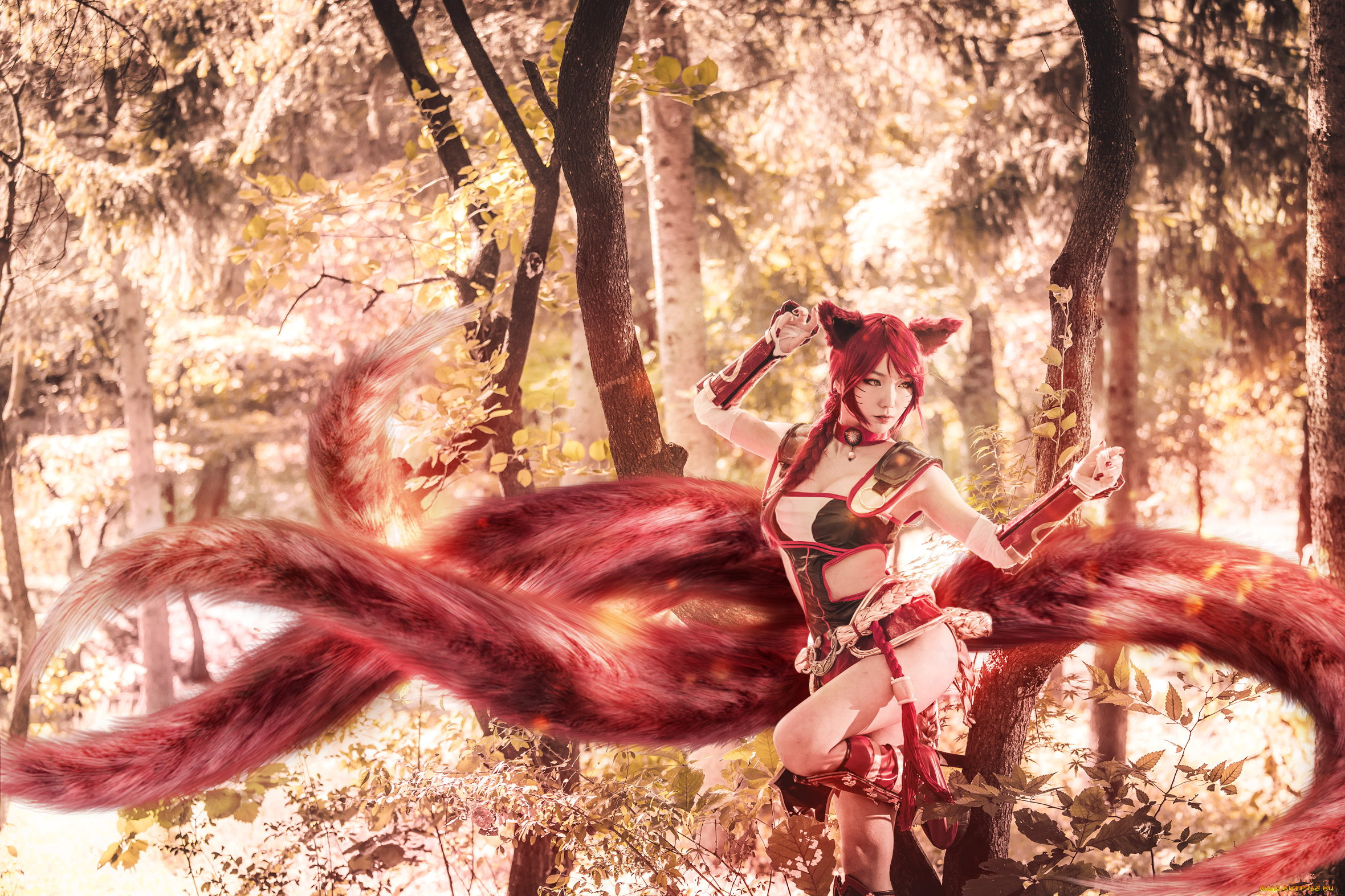 разное, cosplay, , косплей, девушка, азиатка, лиса, fox, fire, ahri, league, of, legends, pion, asian, girl, cosplay