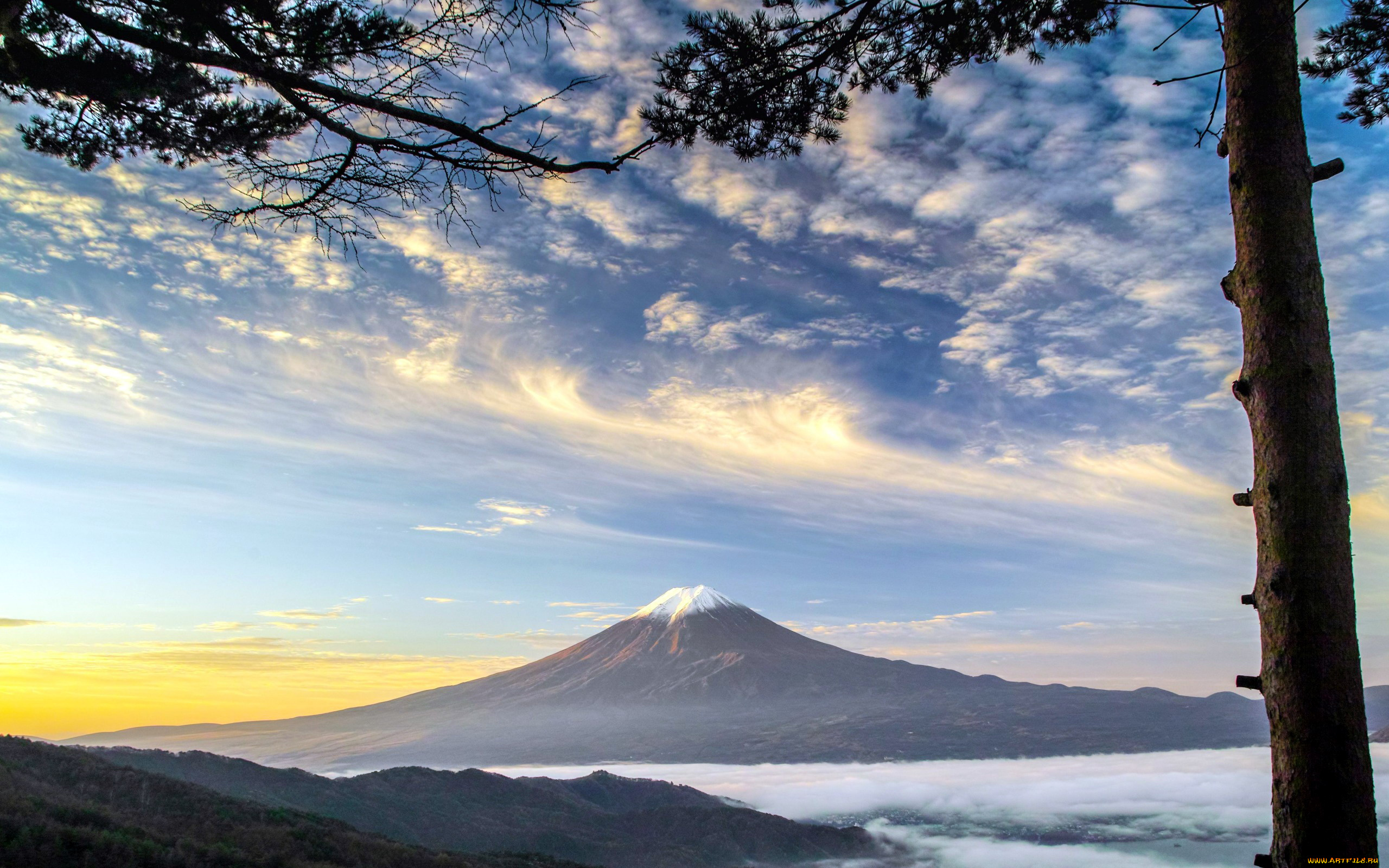 fuji, природа, горы, облака