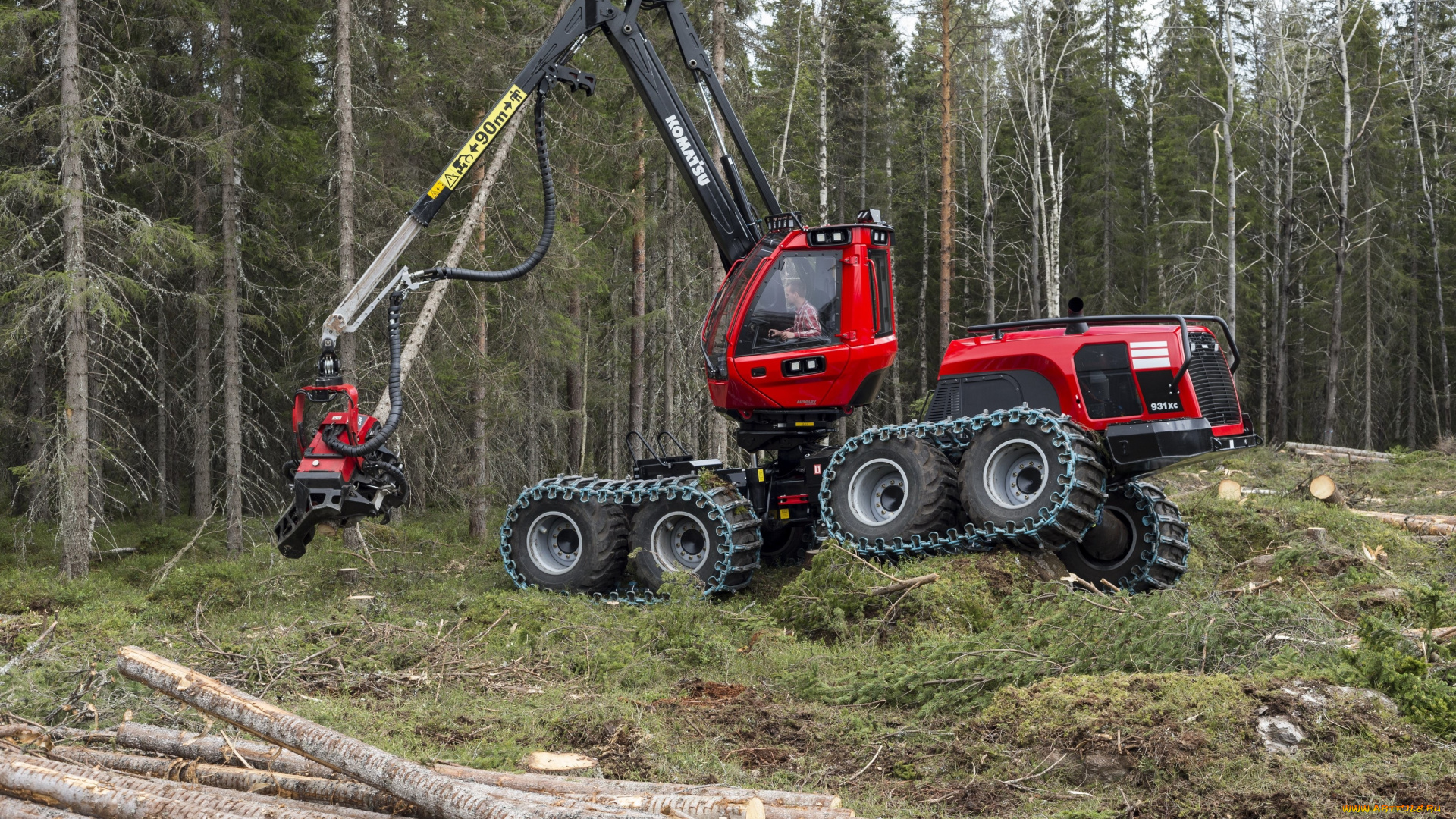 техника, лесоповалочная, техника, komatsu