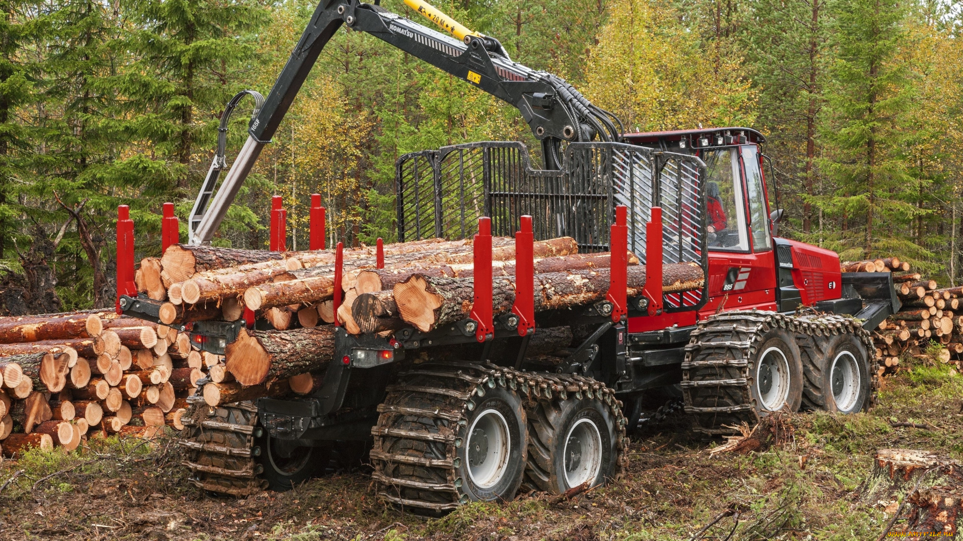 техника, лесоповалочная, техника, komatsu