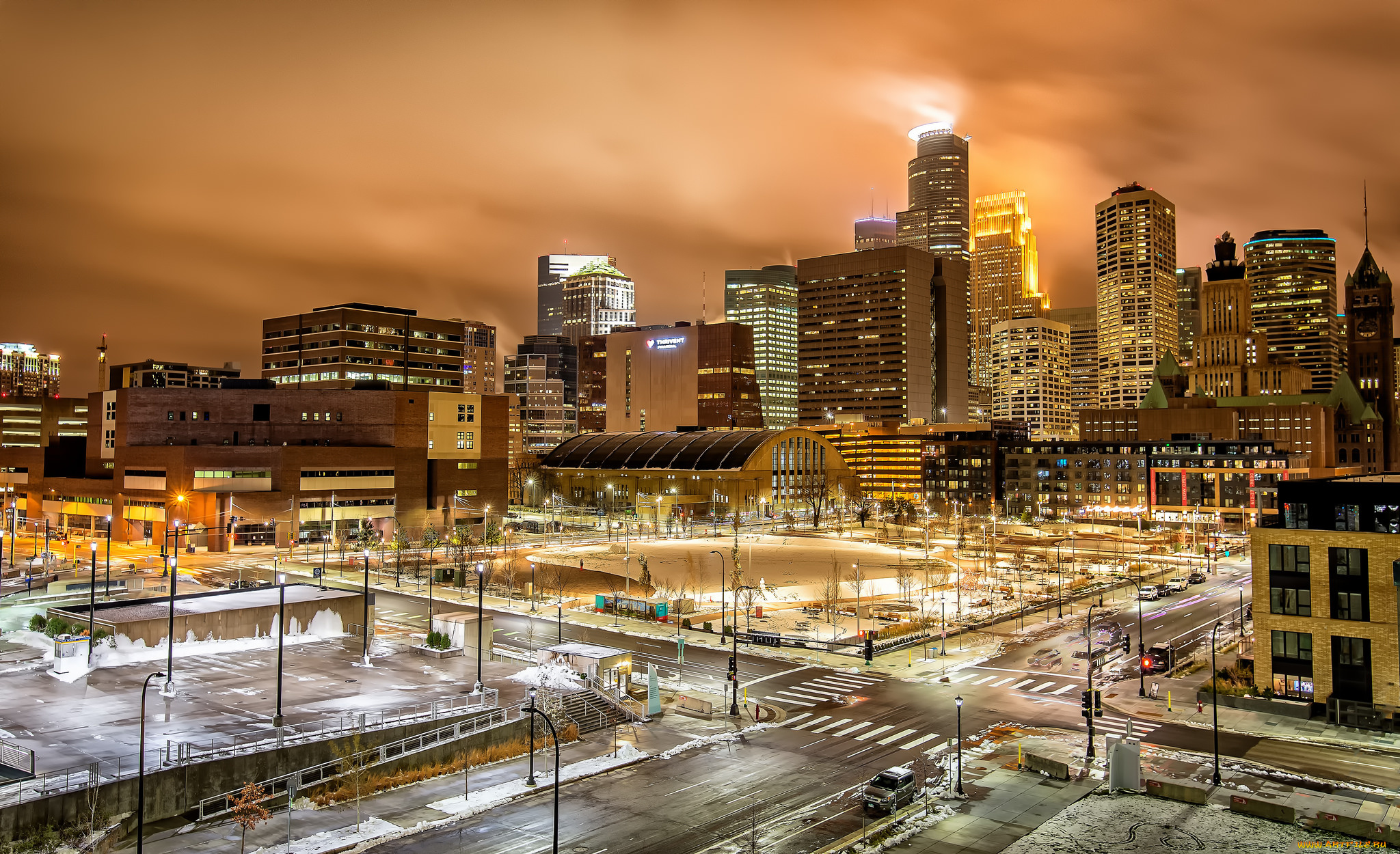 minneapolis, города, -, огни, ночного, города, побережье