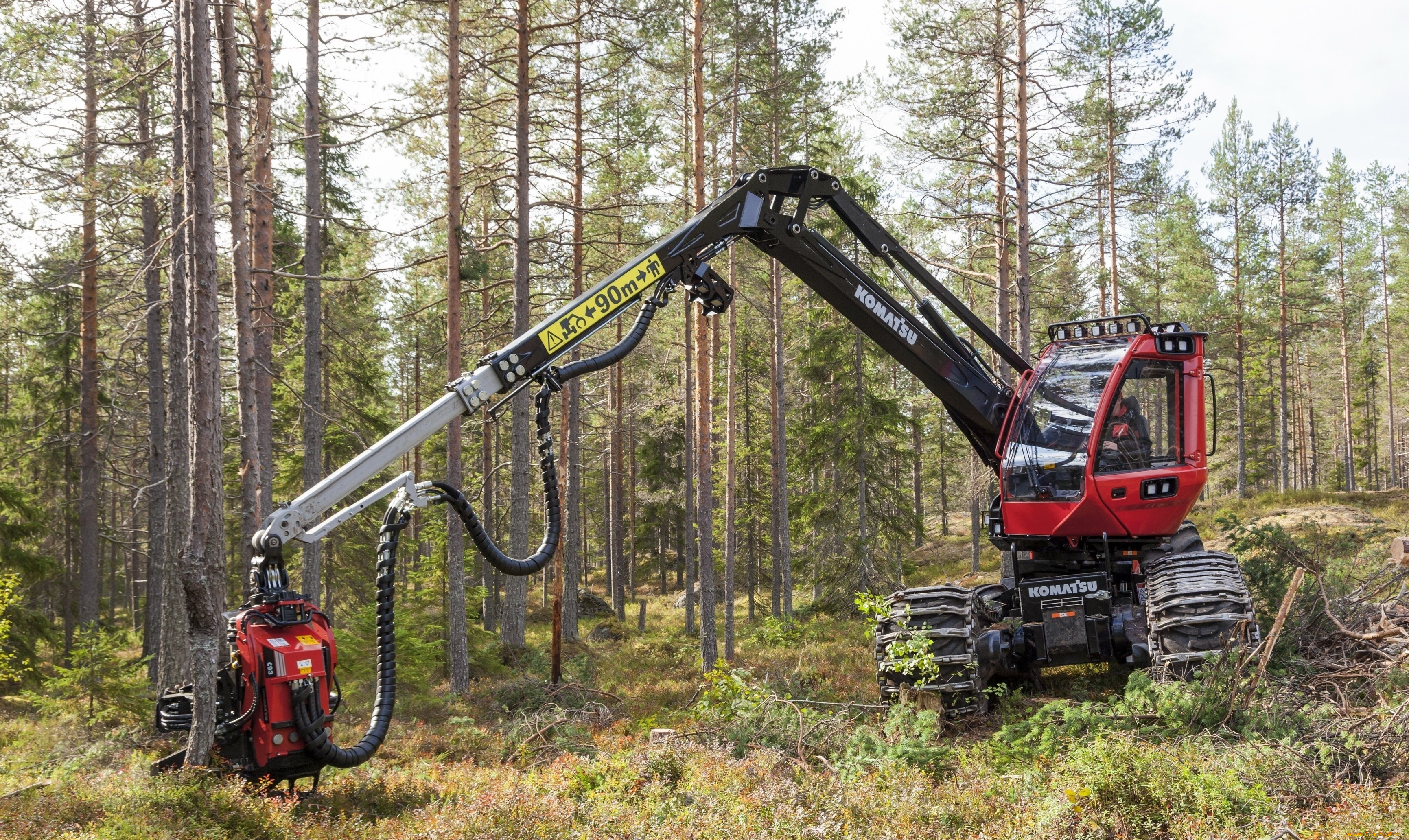 техника, лесоповалочная, техника, komatsu