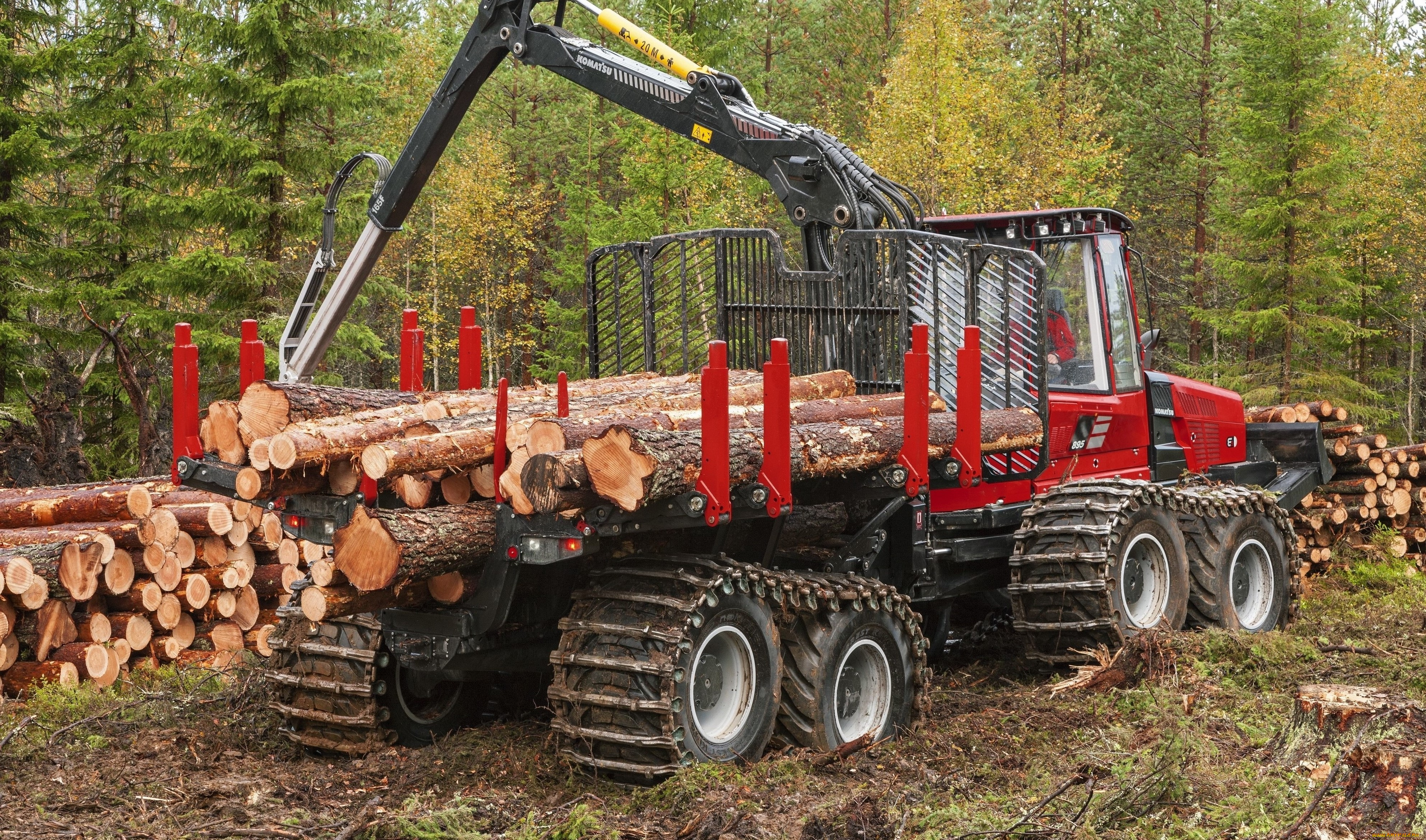 техника, лесоповалочная, техника, komatsu