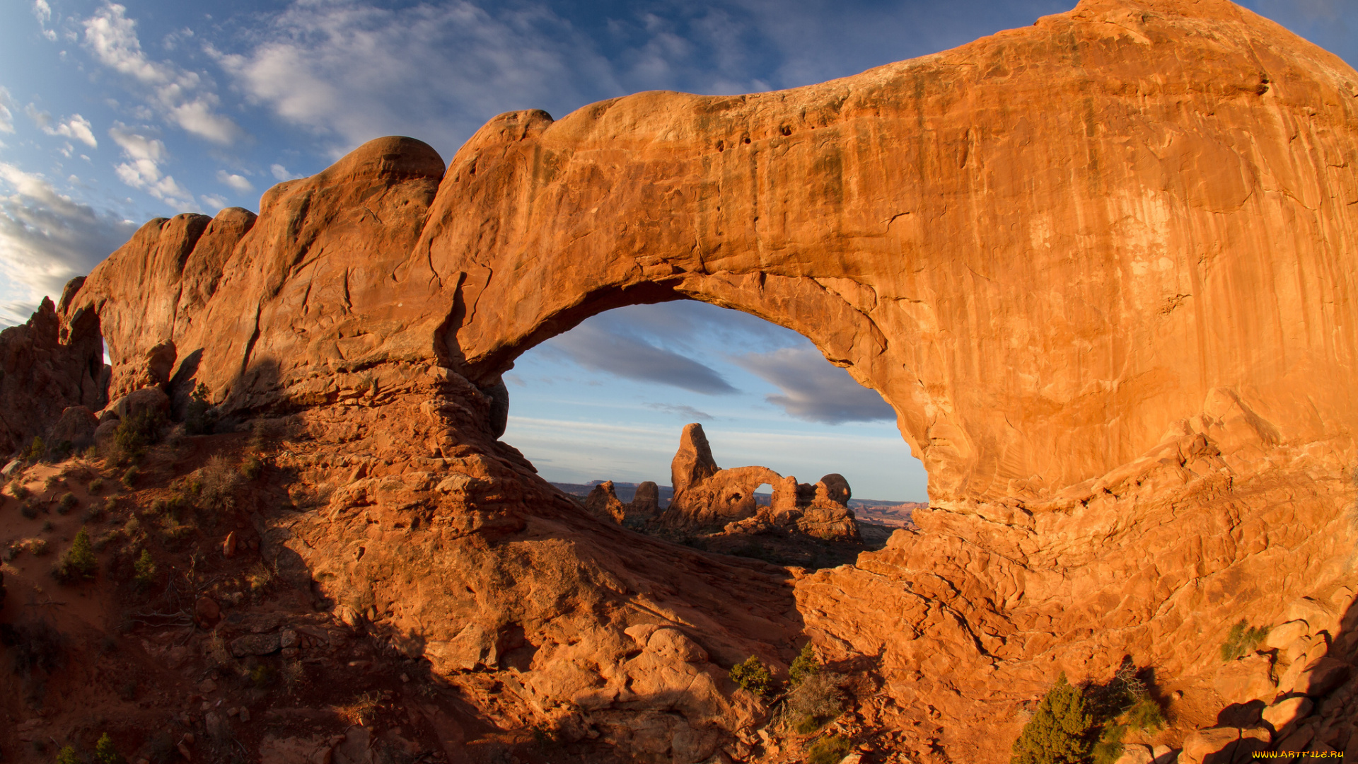 arches, national, park, природа, горы, fisheye, arch, каньон