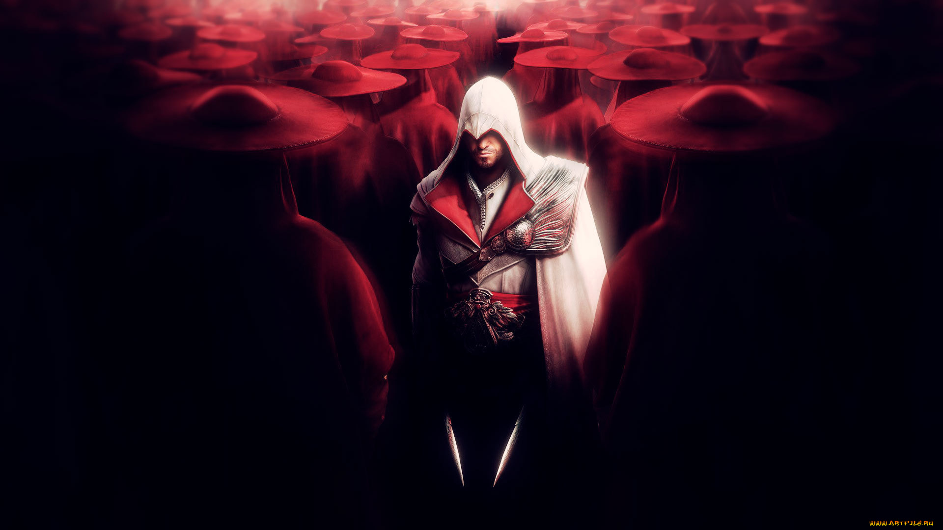 assassins, creed, видео, игры, assassin`s, brotherhood, кардиналы, в, шапках, красных, ассасин, эцио