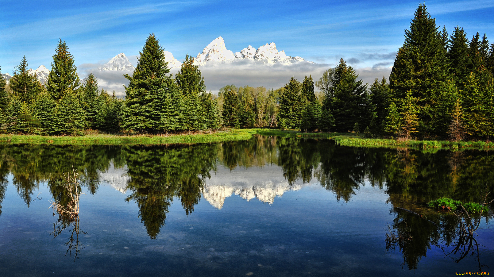 grand, teton, national, park, природа, реки, озера, пейзаж, деревья, озеро, горы