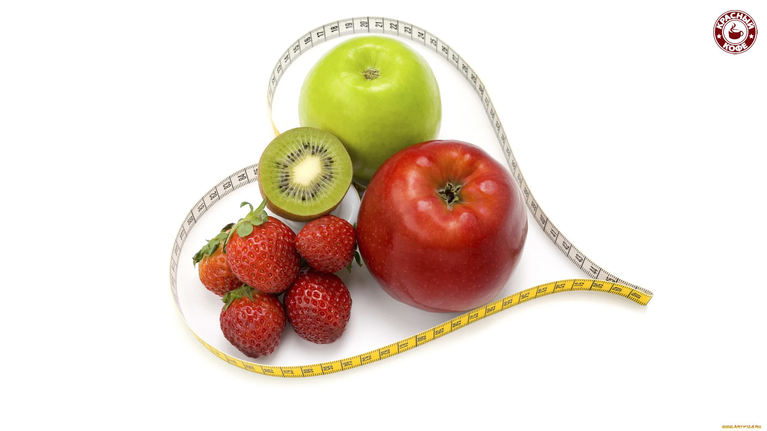 еда, фрукты, ягоды, диета, клубника, киви, яблоки