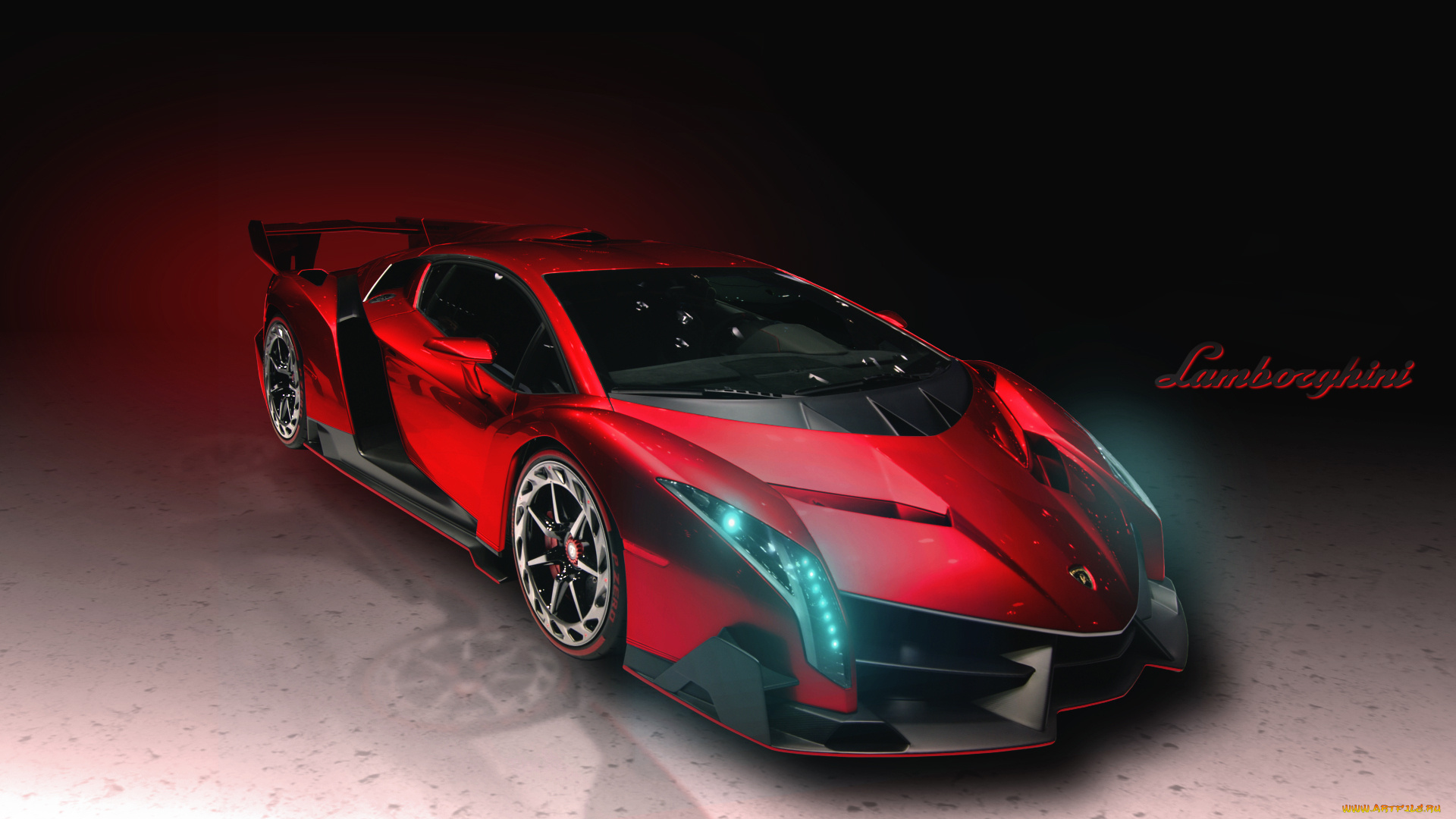 автомобили, lamborghini, veneno, капот, фары, передок, суперкар, красный