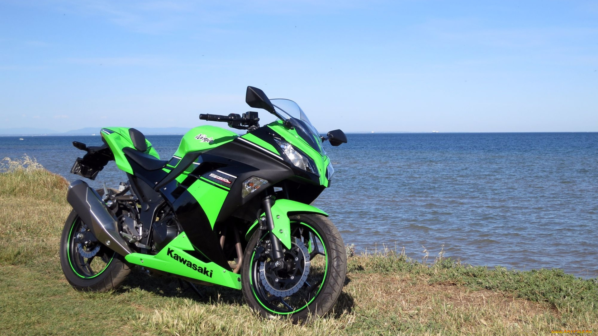 kawasaki, ninja, мотоциклы, kawasaki, мотоцикл, ninja, море, берег