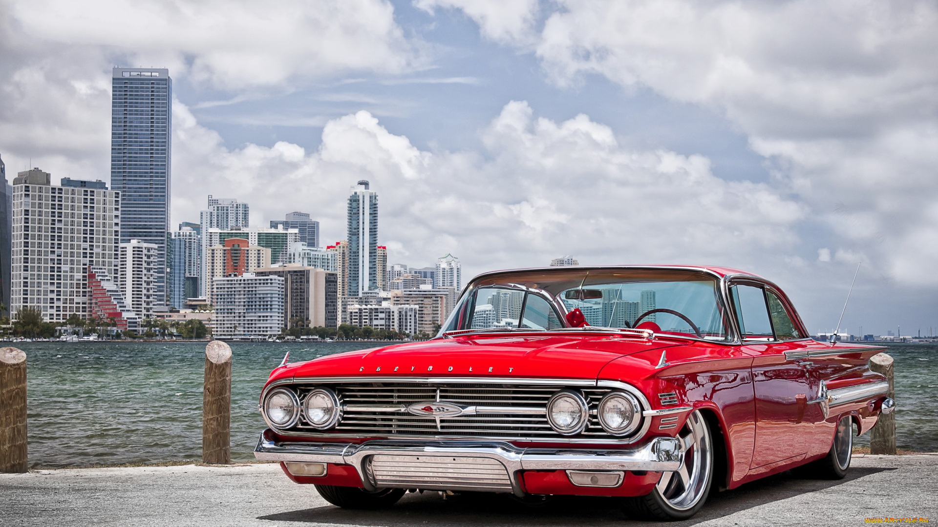 1960, chevy, impala, автомобили, chevrolet, красный, шевроле
