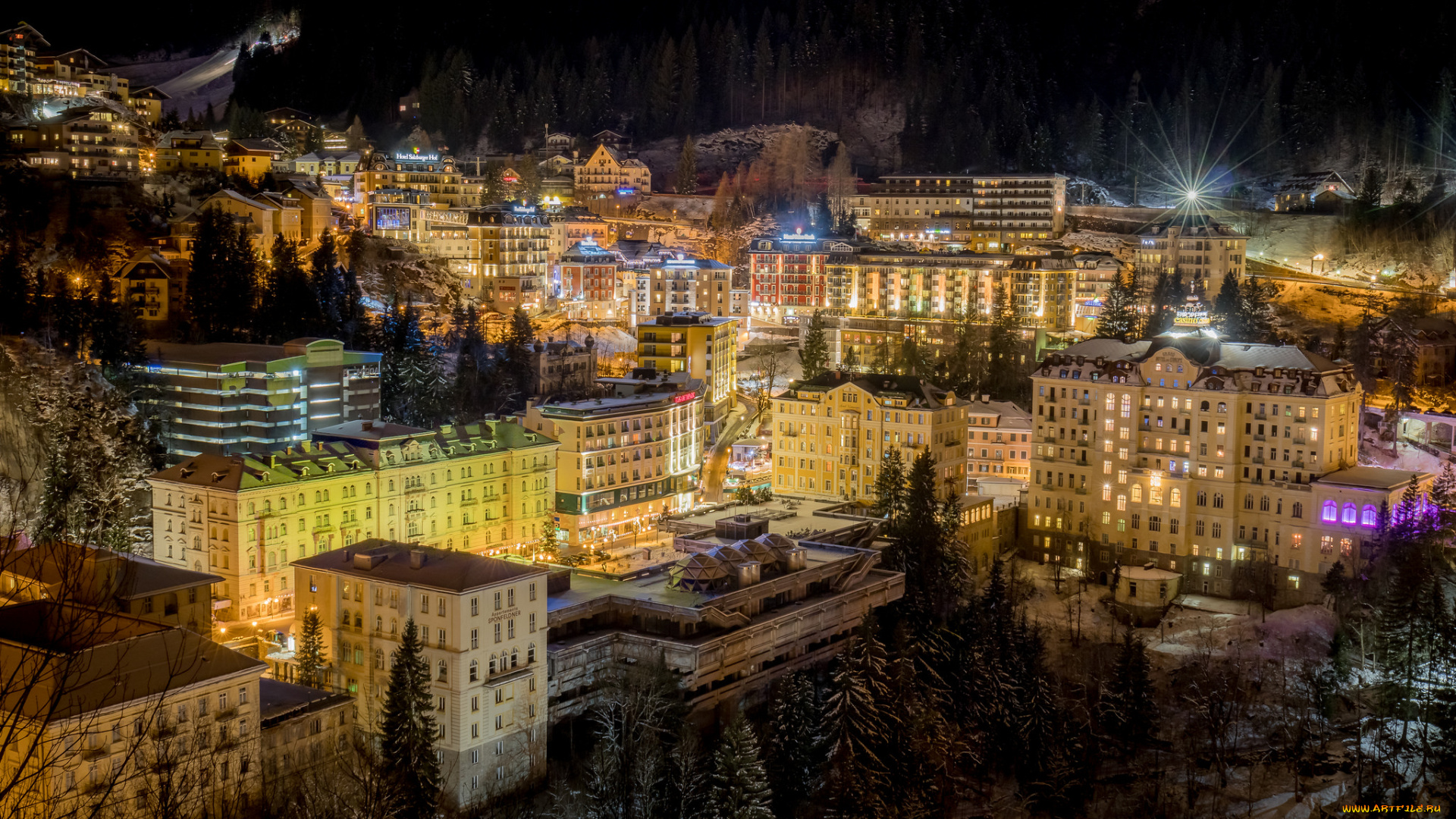 bad, gastein, , austria, города, -, огни, ночного, города, простор