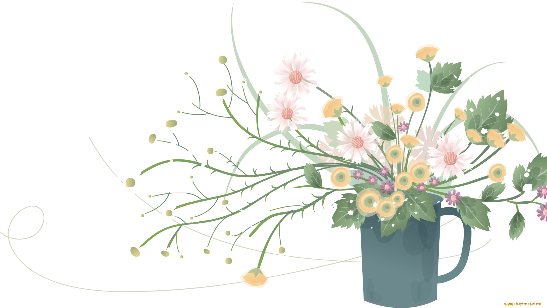векторная, графика, цветы, , flowers, фон, цветы, букет