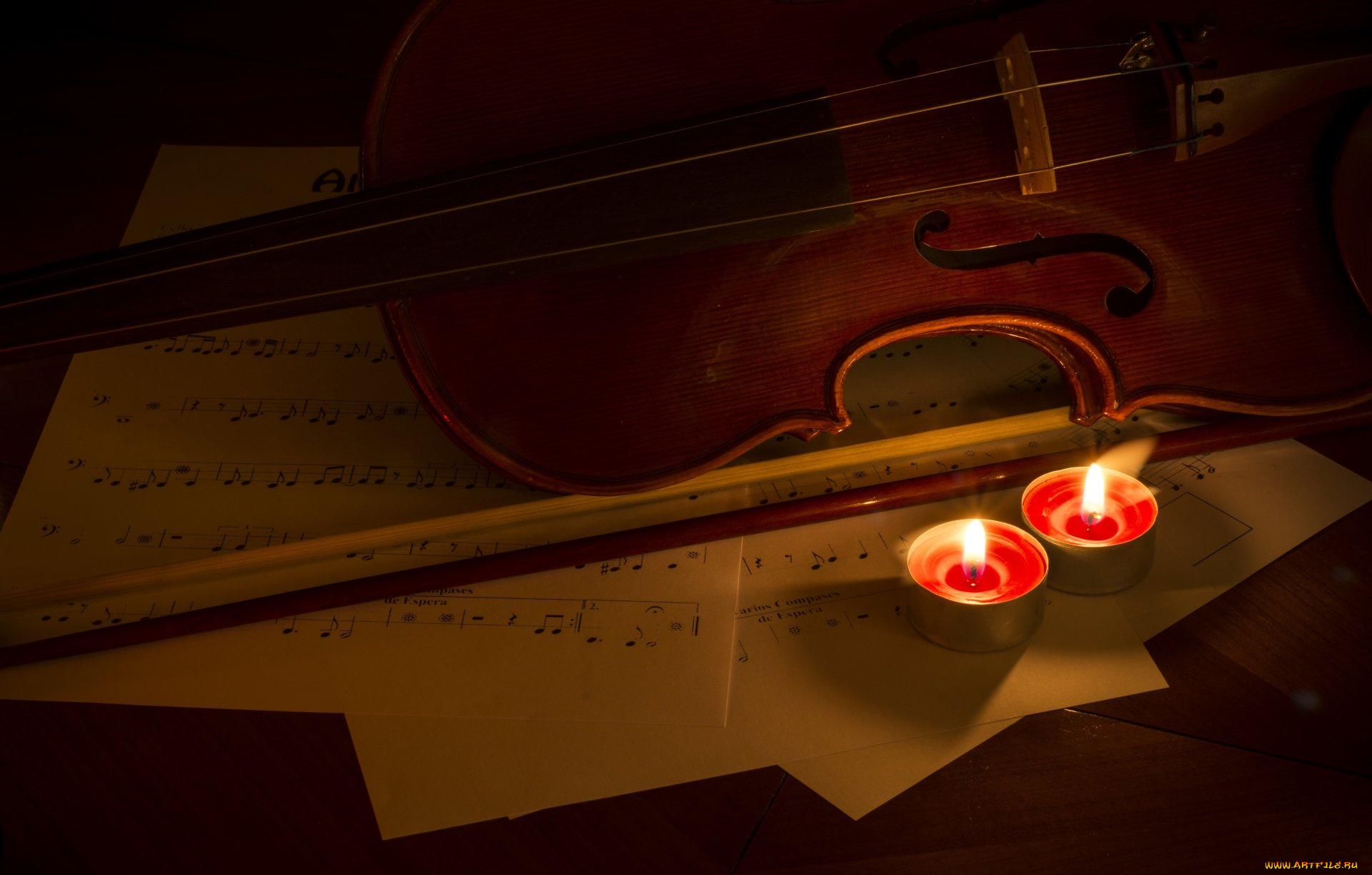 музыка, -музыкальные, инструменты, ноты, скрипка, свеча