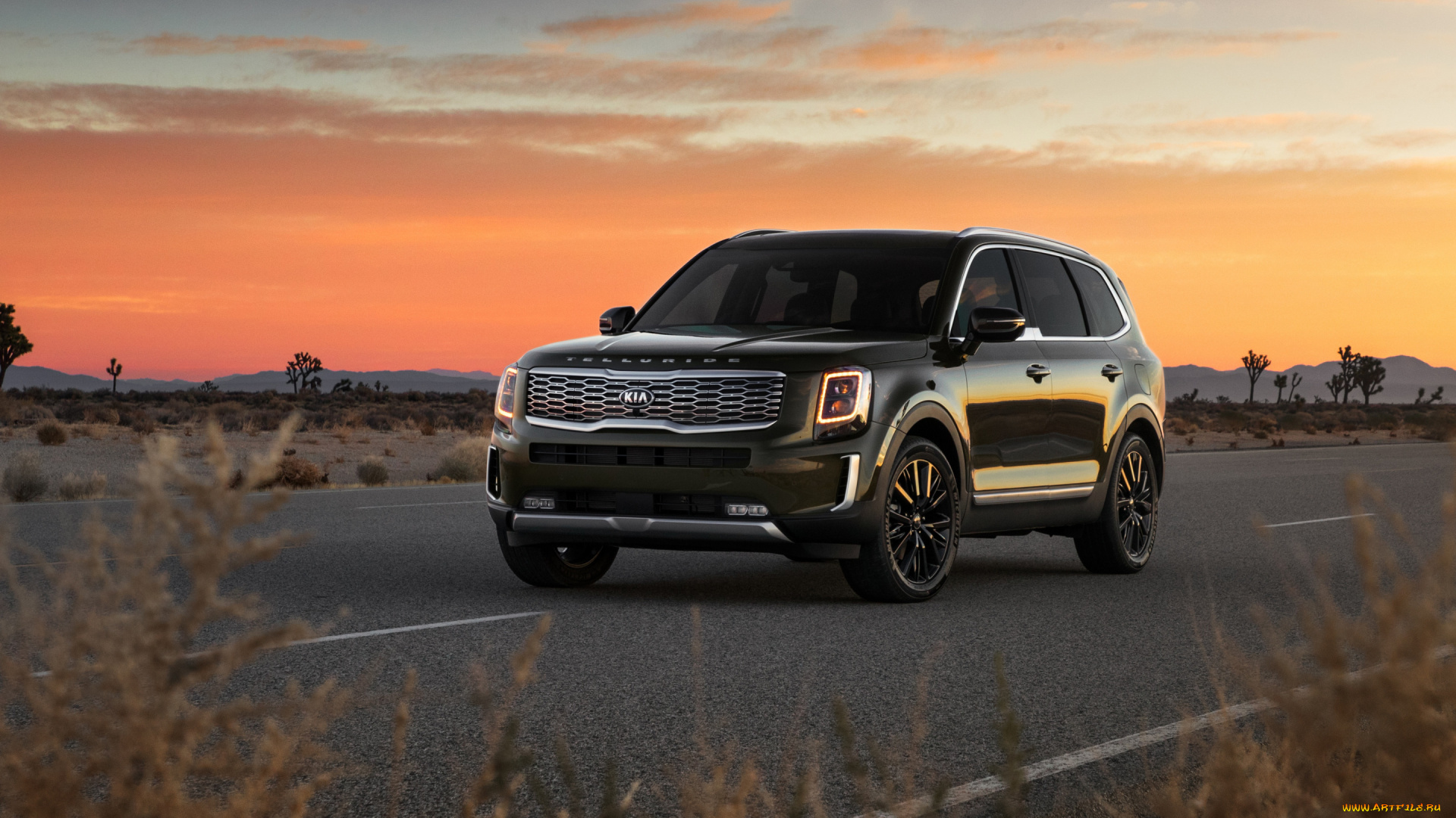 2020, kia, telluride, автомобили, kia, корейские, теллурид, серый, новый, вид, спереди, роскошный, внедорожник, внешность, 2020, telluride