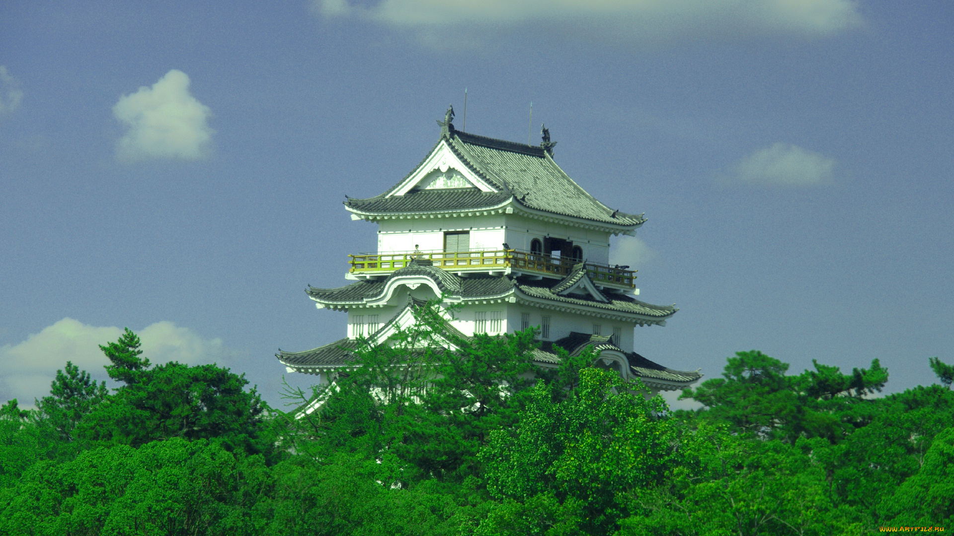 города, замки, Японии, храм