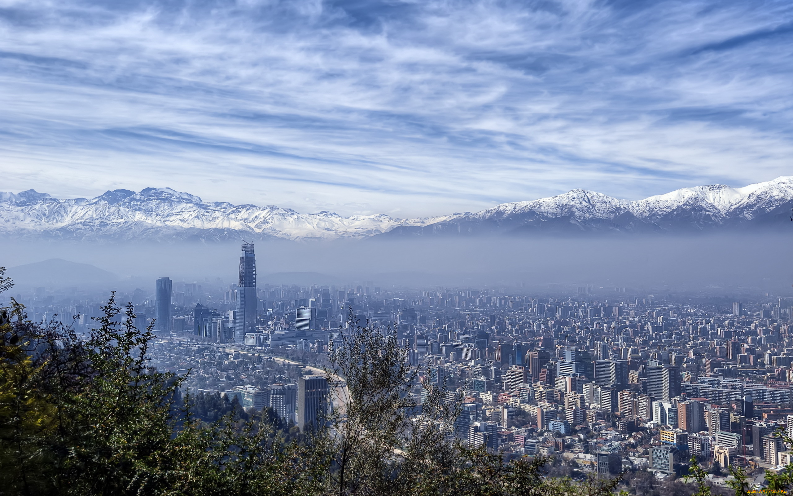 santiago, chile, города, столицы, государств, горы, панорама, Чили, сантьяго